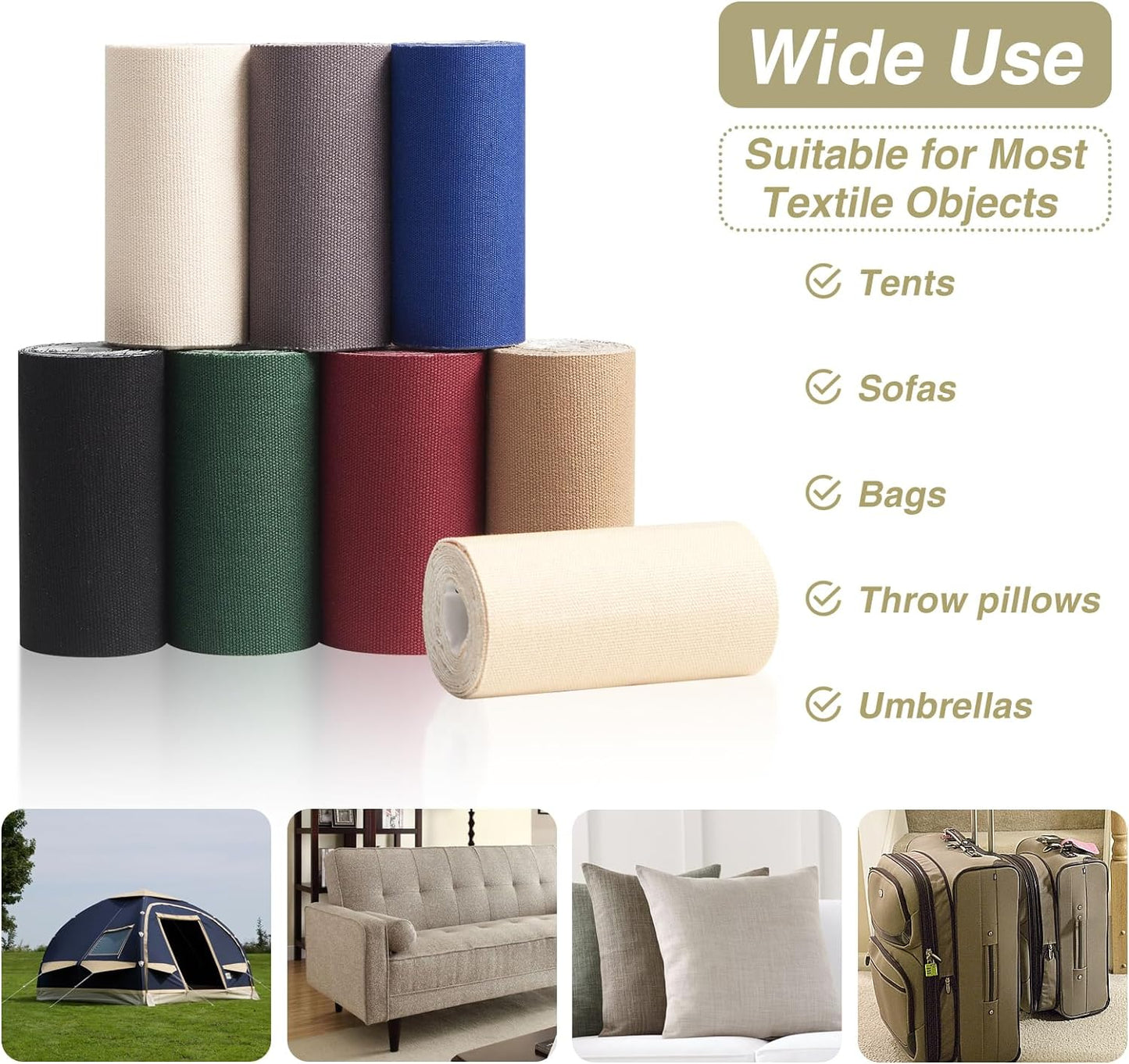 Canvas Repair Tape 4×70 Inch Waterproof Self-Adhesive Fabric Repair Patch for Repairing Boat Covers,Tents,Patio Umbrellas,Car Seats,Luggage,Sofas.(Light Brown)