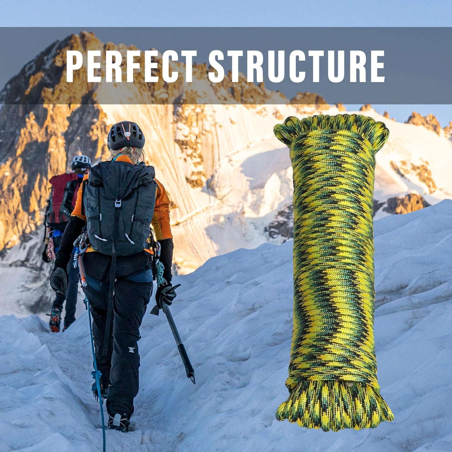 Braid 7 Strand Outdoor Survival Paracord Polyester Rope Nylon Rope Mix Thick Heavy Duty Ropes 5/32'' 100ft 2Packs High Strength Perfect for Clothesrope Camping Hiking and Other Outdoor Activities