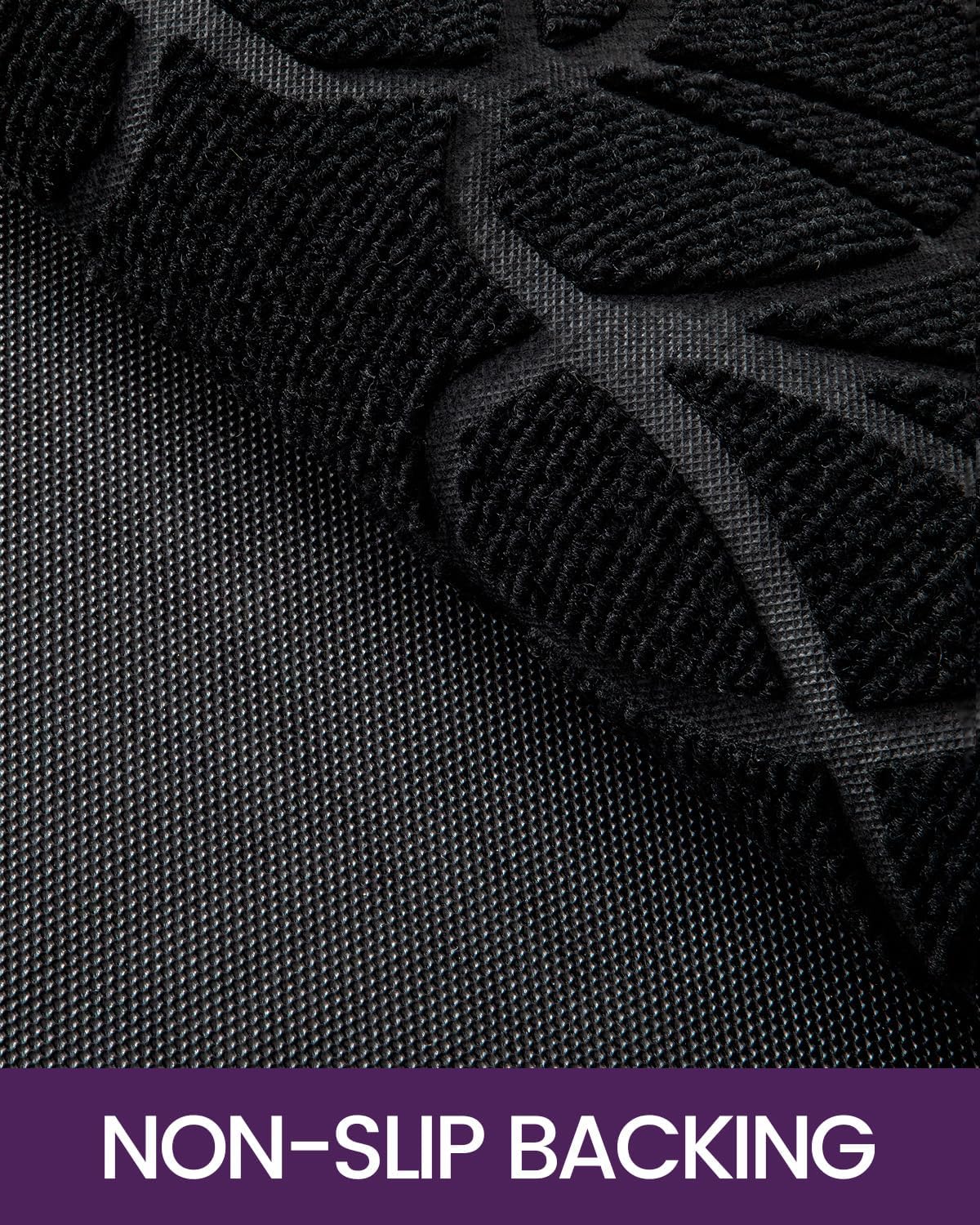 DEXI Front Door Mat Outside Entrance, Heavy Duty Non Slip Low Profile Doormat for Entryway, Trap Dirt and Moisture Welcome Mats, Easy Clean, Patio, Garage, 6x4, Black