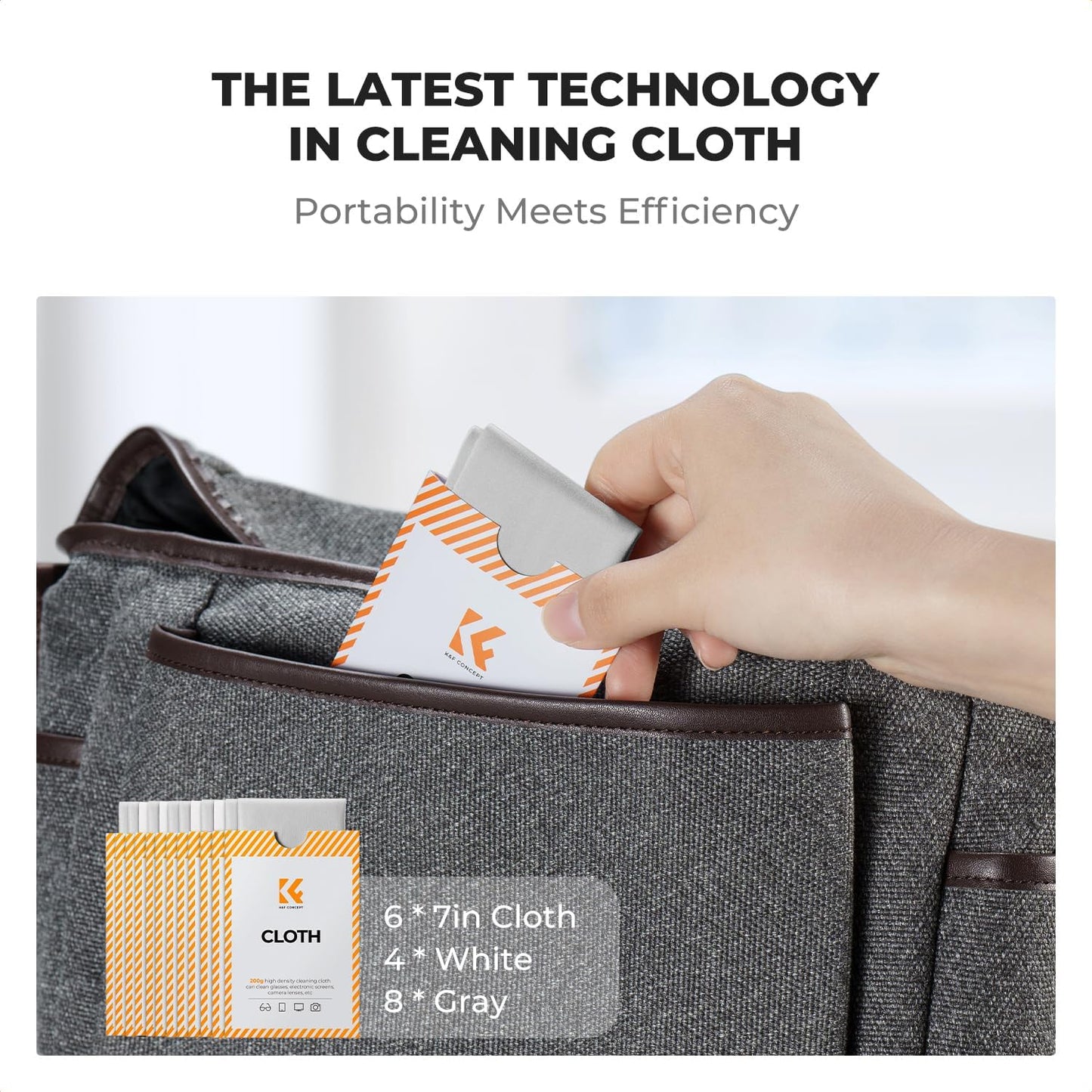 K&F CONCEPT 12 Pack Lens Cleaning Cloth | Microfiber Cleaning Cloth | Glasses Cleaning Cloths | Eyeglass Lens Cleaner | Eyeglasses, Camera Lens, VR/AR Headset, and Screen Cleaning | White & Grey