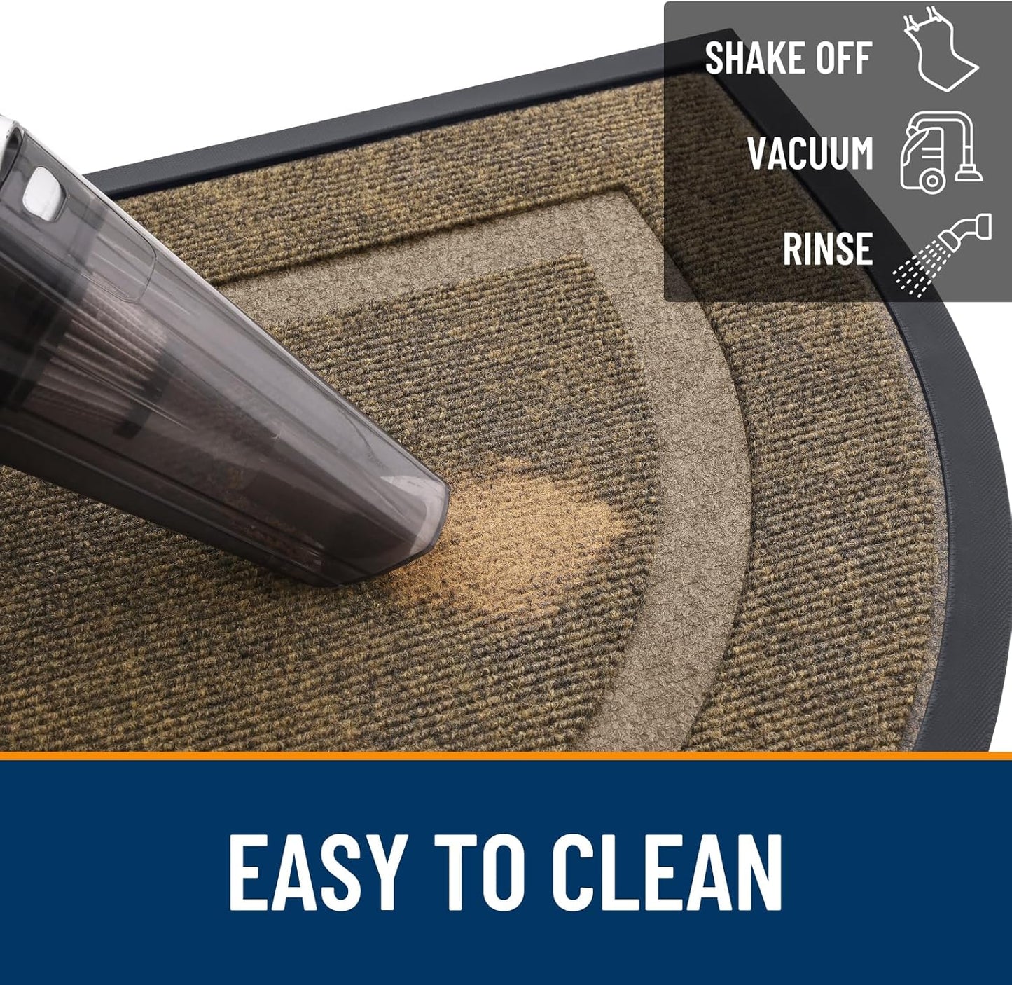 OLANLY Half Circle Door Mat Indoor Outdoor Entrance Welcome, Waterproof All-Season, All-Weather Doormat, Sturdy Natural Rubber, Low Profile, Easy Clean Patio Porch Entryway Mat, 71x47, Brown