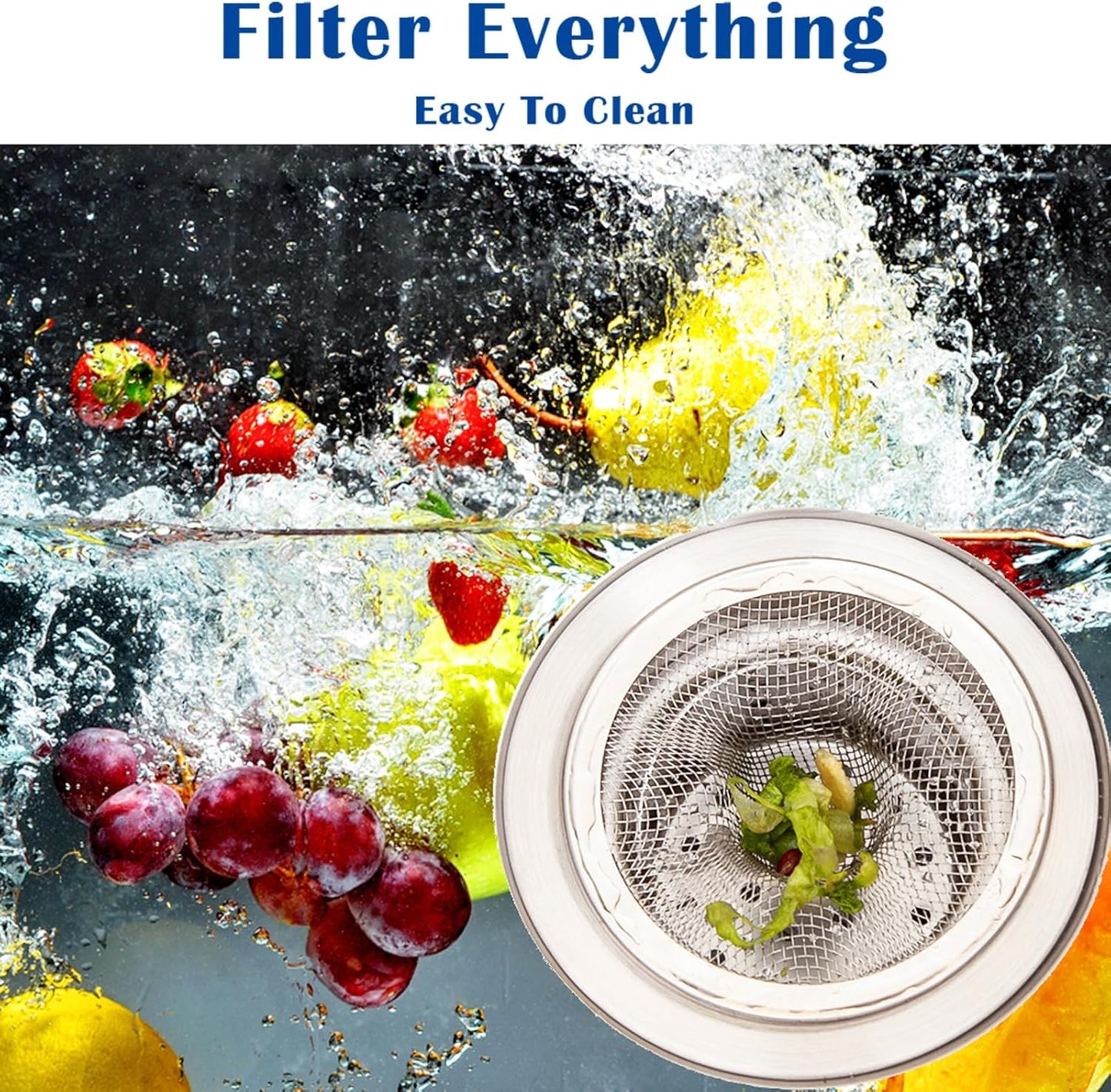 50 pcs Heavy Duty Stainless Steel Slop Basket Filter Trap, 2.75" Top / 1" Mesh Metal Sink Strainer,Perfect for Kitchen Sink/Bathroom Bathtub Wash Basin Floor Drain Balcony Drain Hole