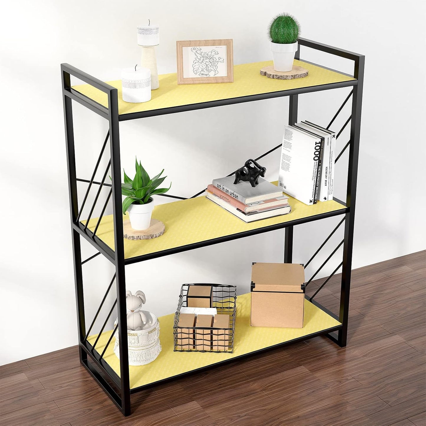 Shelf Liners for Kitchen Cabinets Refrigerator Liners Waterproof Kitchen Cupboard Liner Non Adhesive Drawer Mats EVA Material Fridge Liner for Shelves - Yellow Beige 17.5 x 393.7 Inches