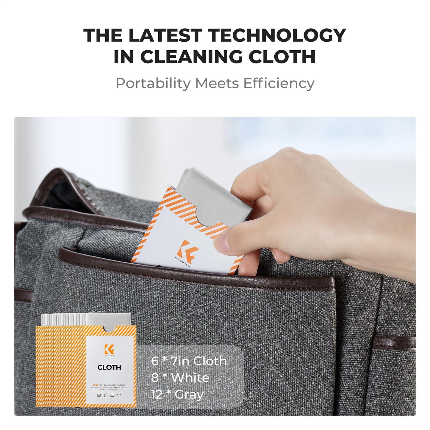 K&F Concept 20 Pack Lens Cleaning Cloth | Microfiber Cleaning Cloth | Camera Lens Cleaner | Camera Lens, Glasses, VR/AR Headset, and Screen Cleaning | White & Grey
