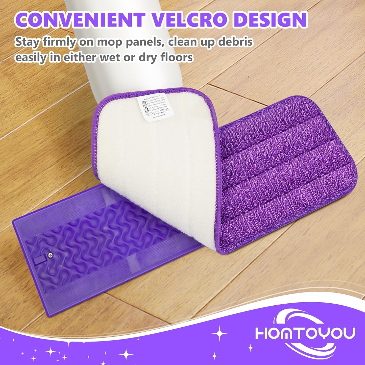 HOMTOYOU Reusable Pads Refills for Swiffer Power Mop: 6 Pack Microfiber Pad for Multi-Surface Floor Cleaning - Machine Washable Replacement Sweeping Cloths for 13 ''-15 '' Spray Mop