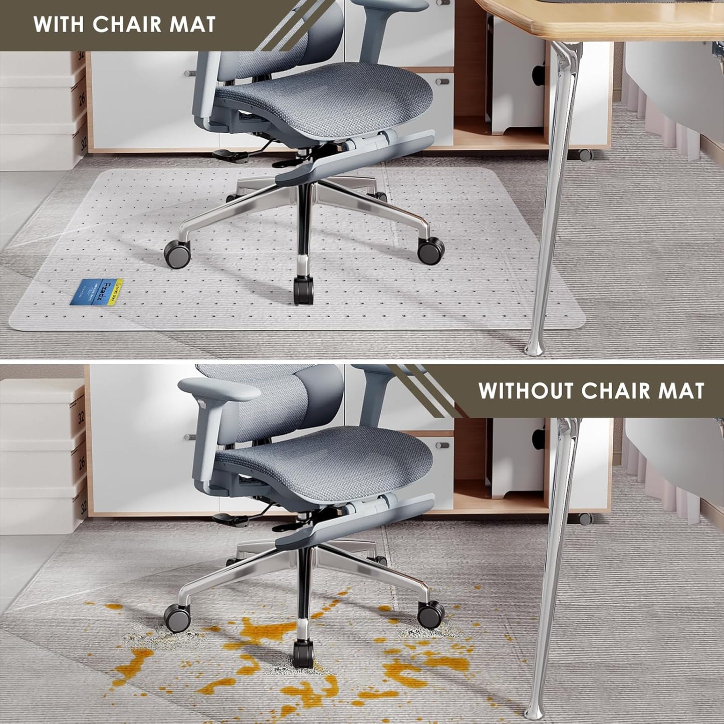 Azadx Heavy Duty Office Chair Mat for Carpet 32" x 48" Hard Material Chair Mat for Carpeted Floor Non-Slip Carpet Protector for Office Easy Glide Desk Floor Mat for Office Chair on Carpets 2 Pack