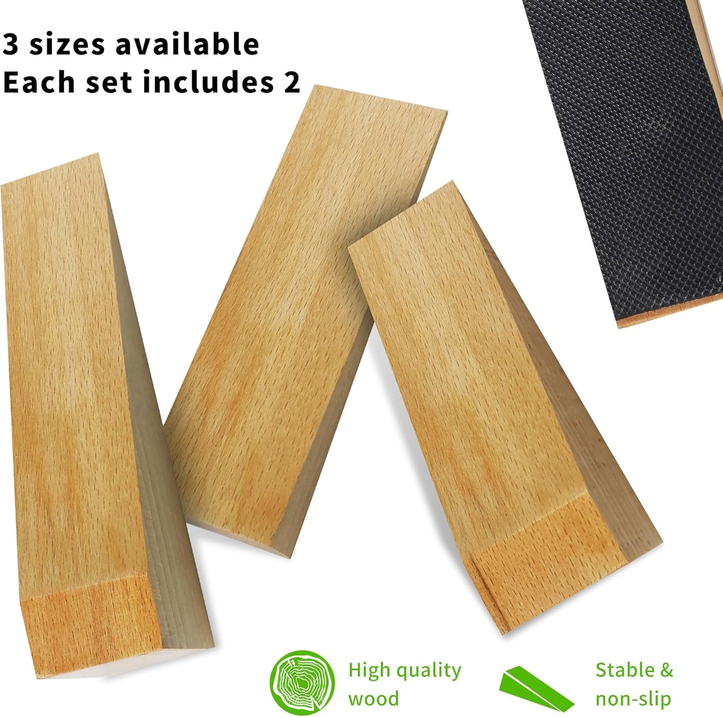 4 Pack Wooden Door Stop - Non-Slip Door Stoppers for Floor - Door Wedges for All Door Types and Surfaces - Each Door Stopper 1.4inch Thick, 4.3inch Long with Rubber