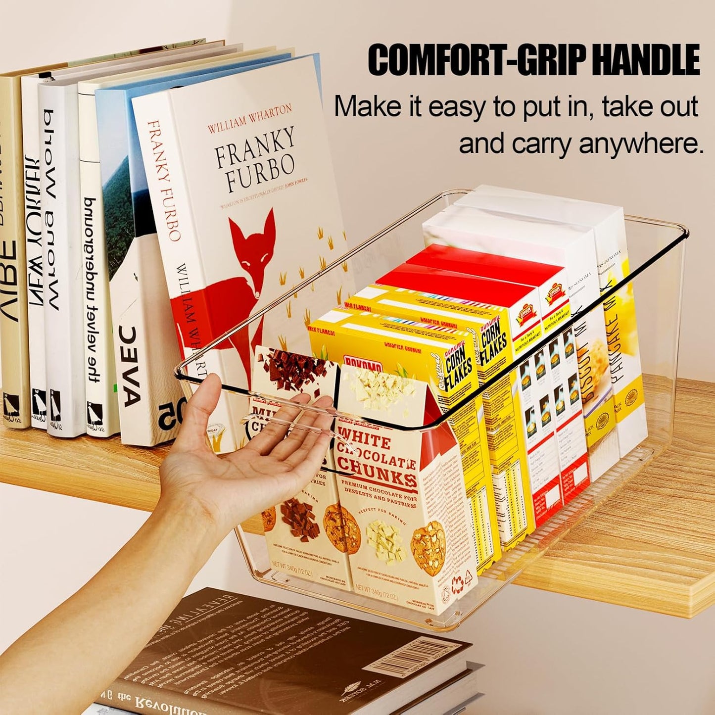 8 Pack Large Clear Plastic Storage Bins, Refrigerator Cabinet Organizers with Handles for Pantry Organization and storage, Perfect for Home Organization, Kitchen, Laundry, Office& Garage