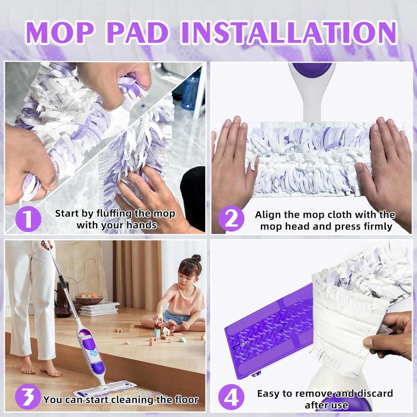 40 Count Disposable Heavy-Duty Power Mop Pads Refills for Swiffer Power Mop,Replacement Floor Cleaning Refills, Non-Washable & Unscented, Compatible with Swiffer PowerMop (Quick-Absorb, No Residue)