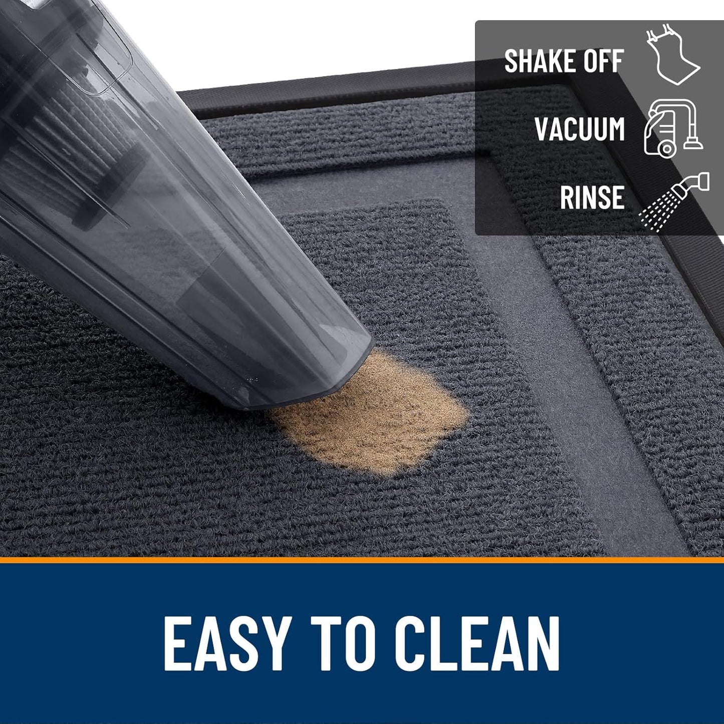 OLANLY Front Door Mat Indoor Outdoor Entrance, Waterproof All-Season, All-Weather Doormat, Sturdy Natural Rubber, Fade Resistant, Low Profile, Easy Clean Patio Porch Entryway Mat, 47x17, Light Grey