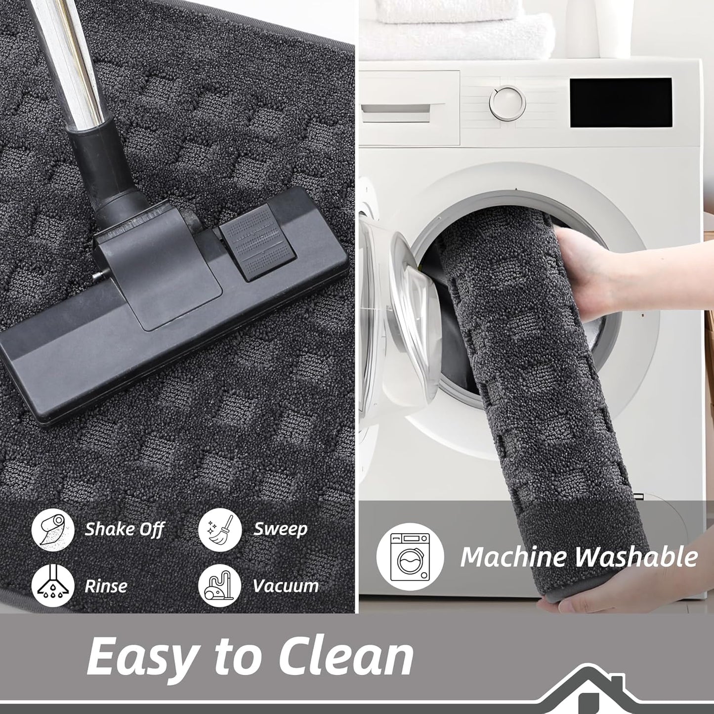 BEQHAUSE Waffle Door Mats Indoor 20"x32", Dog Mat for Muddy Paws Absorbent and Dirt Resist Floor Mats Non-Slip Washable Rugs for Entryway, Welcome Mat for Front Back Door, Muddy Wet Shoes, Dark Grey