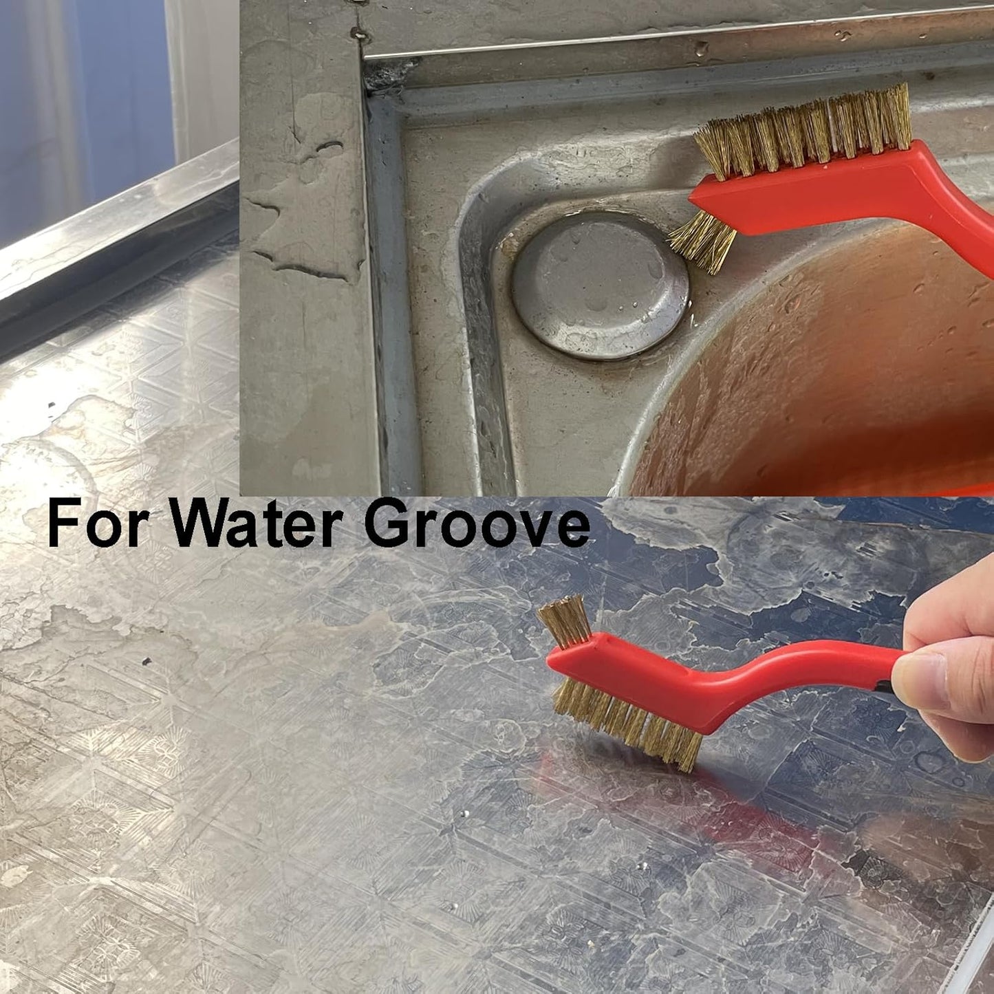 6Pcs Mini Wire Brush Set, Stainless Steel/Brass/Nylon Bristles Wire Brushes, Curved Handle Soft Grip for Rust, Dirt & Paint Scrubbing with Deep Cleaning – 7 Inches (Red)