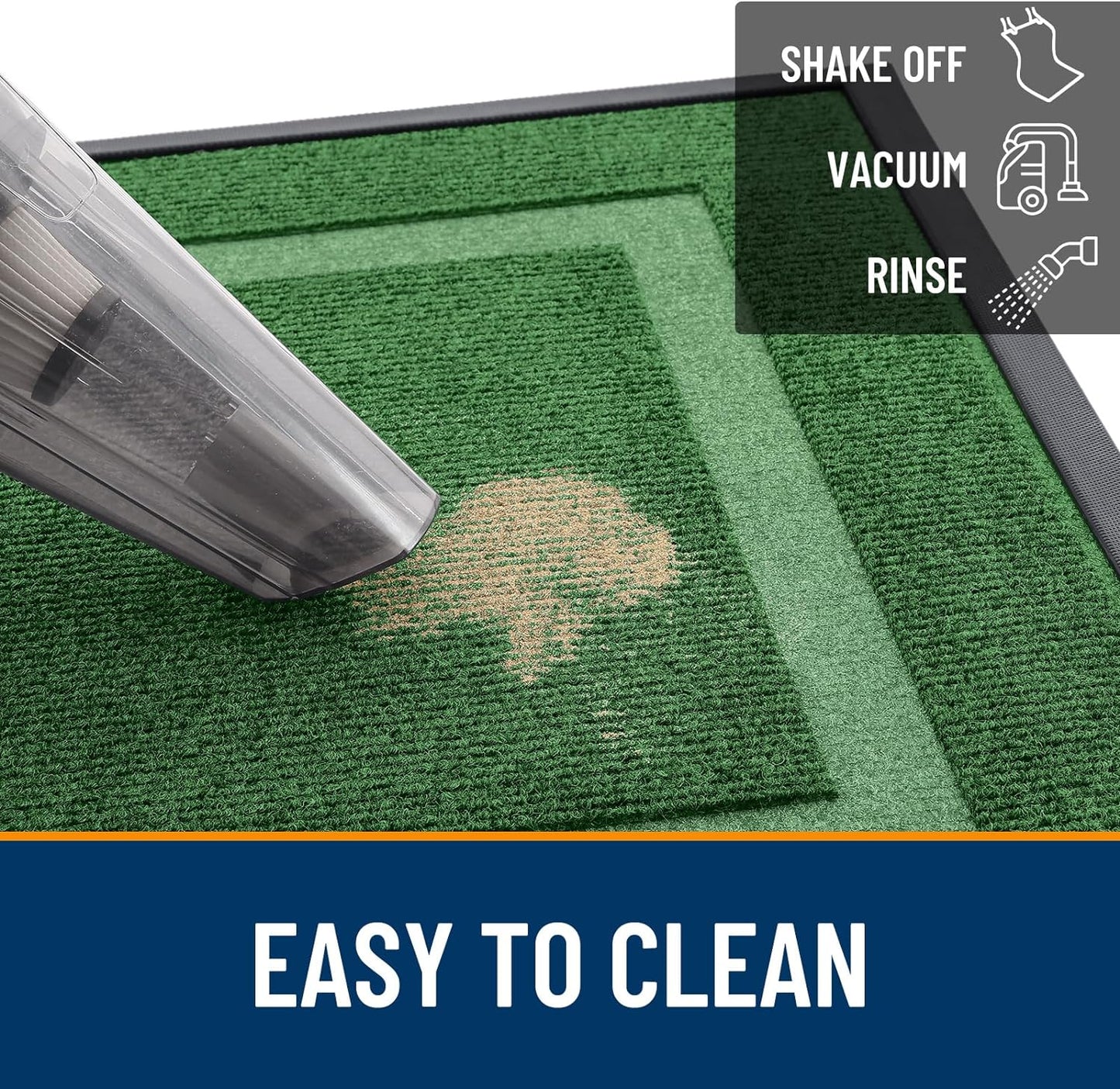 OLANLY Front Door Mat Indoor Outdoor Entrance, Waterproof All-Season, All-Weather Doormat, Sturdy Natural Rubber, Fade Resistant, Low Profile, Easy Clean Patio Porch Entryway Mat, 59x30, Green