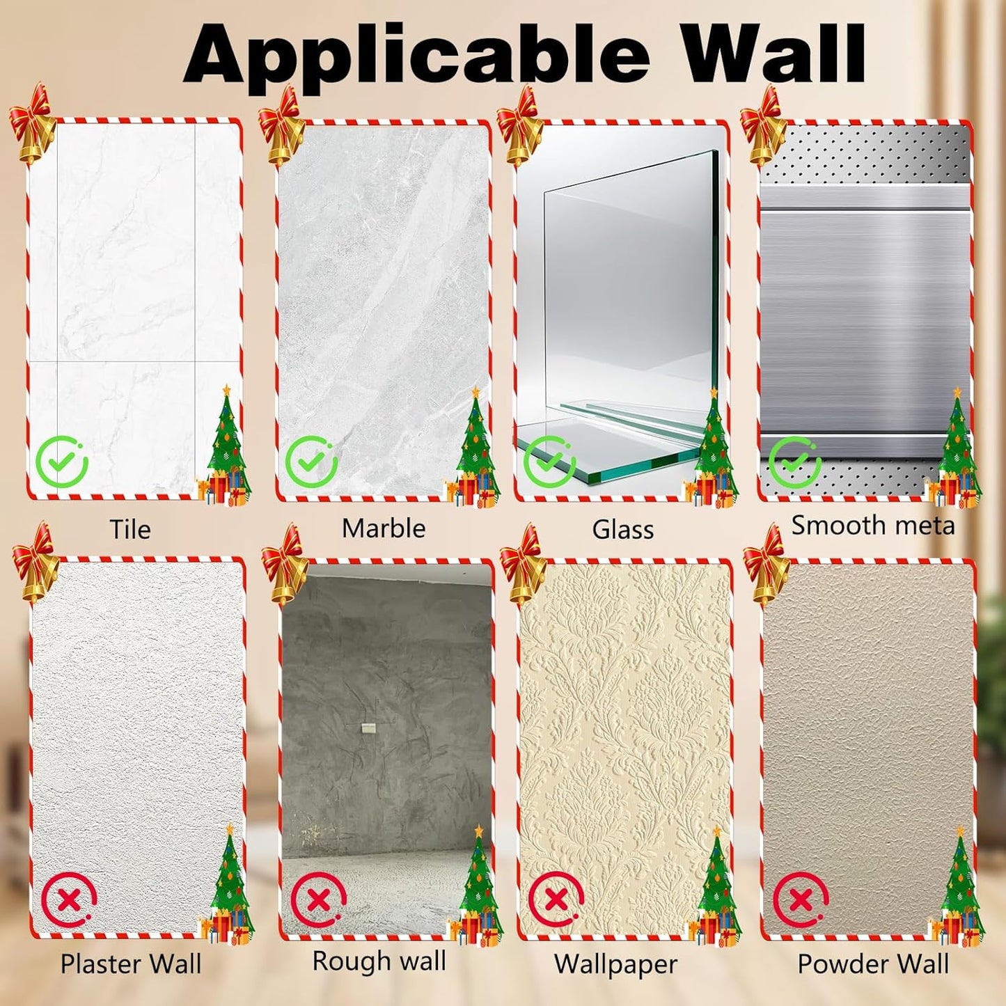 Suction Cup Hooks for Wreaths on Glass, 2025 New No Drill Suction Cup Hooks (4PCS-Gold)