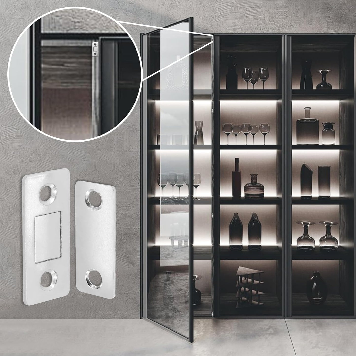 Cabinet Magnetic Catch, 6 Pack Ultra Thin Magnetic Cabinet Door Catch, Adhesive Cabinet Magnets for Kitchen Drawer Cabinet Door Closet, Concealed Strong Magnetic Cabinet Latch