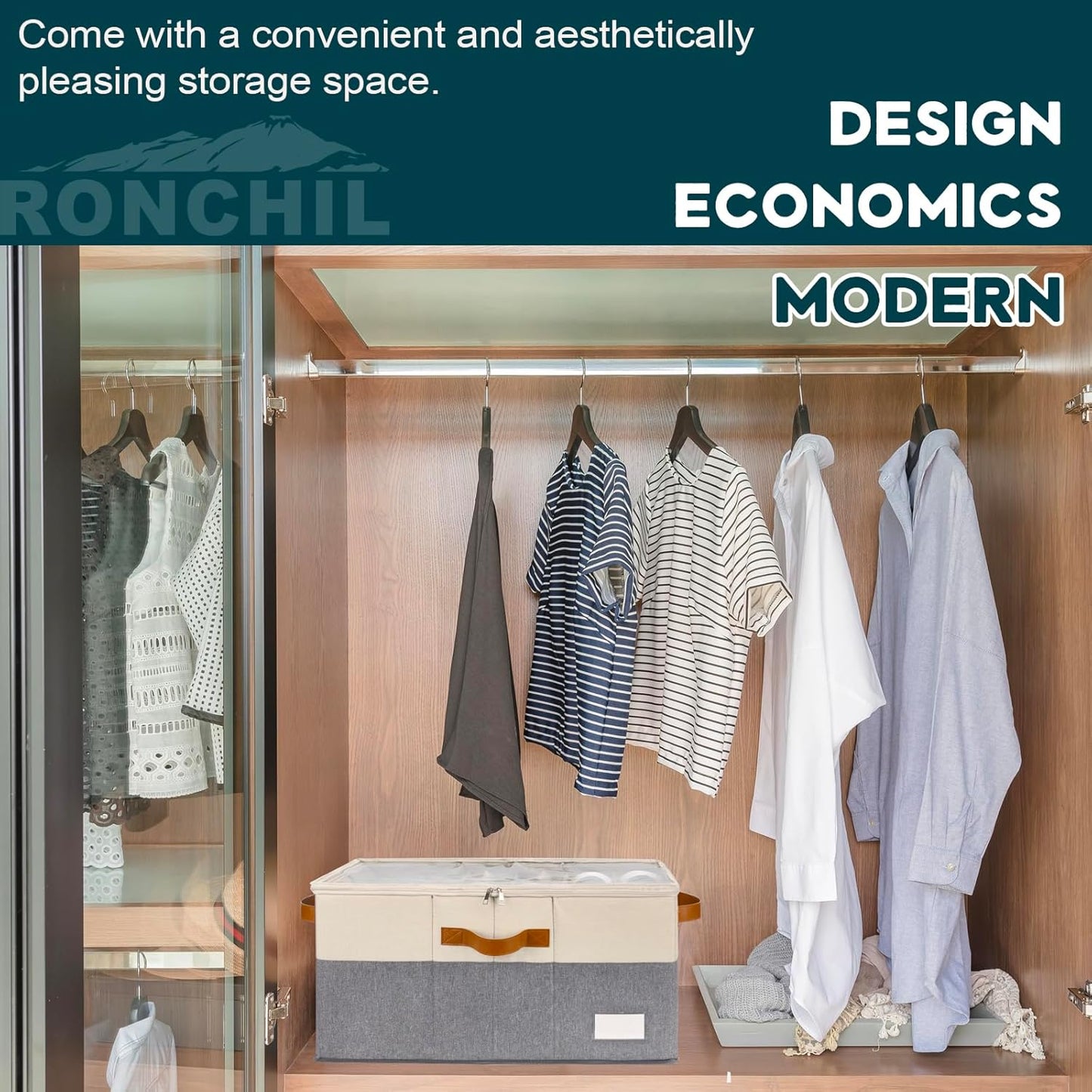 Shoe Organizer for Closet, Foldable Shoe Storage Bins with Clear Cover, Space Saving Shoes Holder with 4 Handles, Large Adjustable Shoe Box Storage Containers, Fits 12-24 Pairs, 2 Pack, Beige