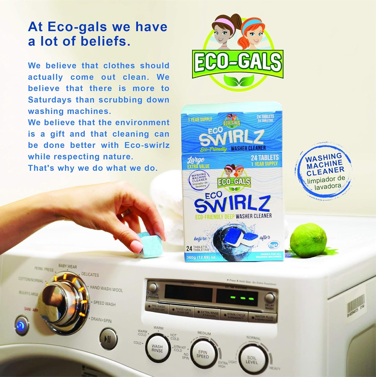 Eco Swirlz Washing Machine Cleaner with Bonus Eco Scrubz Dishwasher Cleaner Add On 36 Count Deep Cleaning Tablets