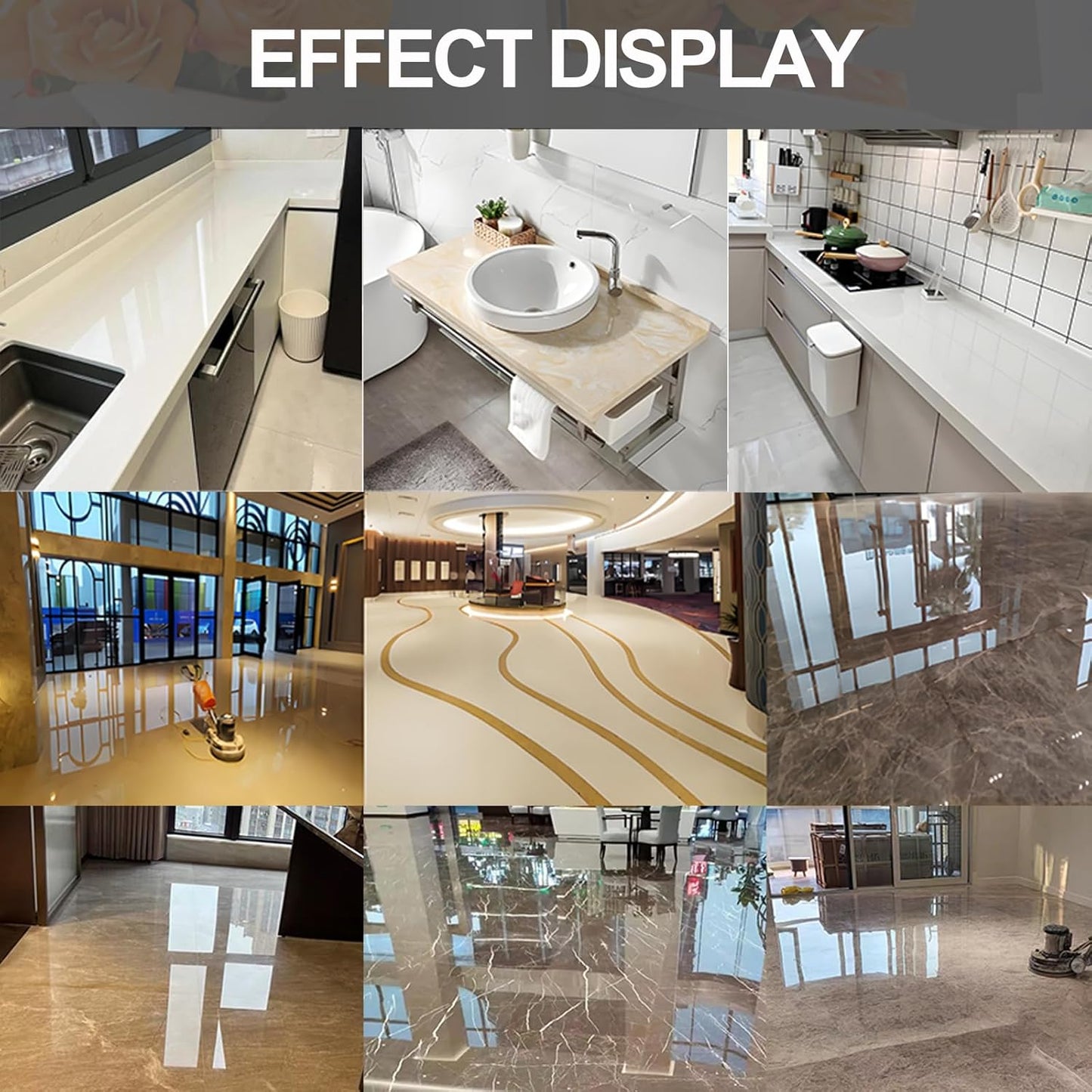 Marble Polishing Paste Kit, Marble Polishing Compound, Countertop Cleaner, Quartz Polish, Sealant & Protector For Marble Countertops, Floors, Walls