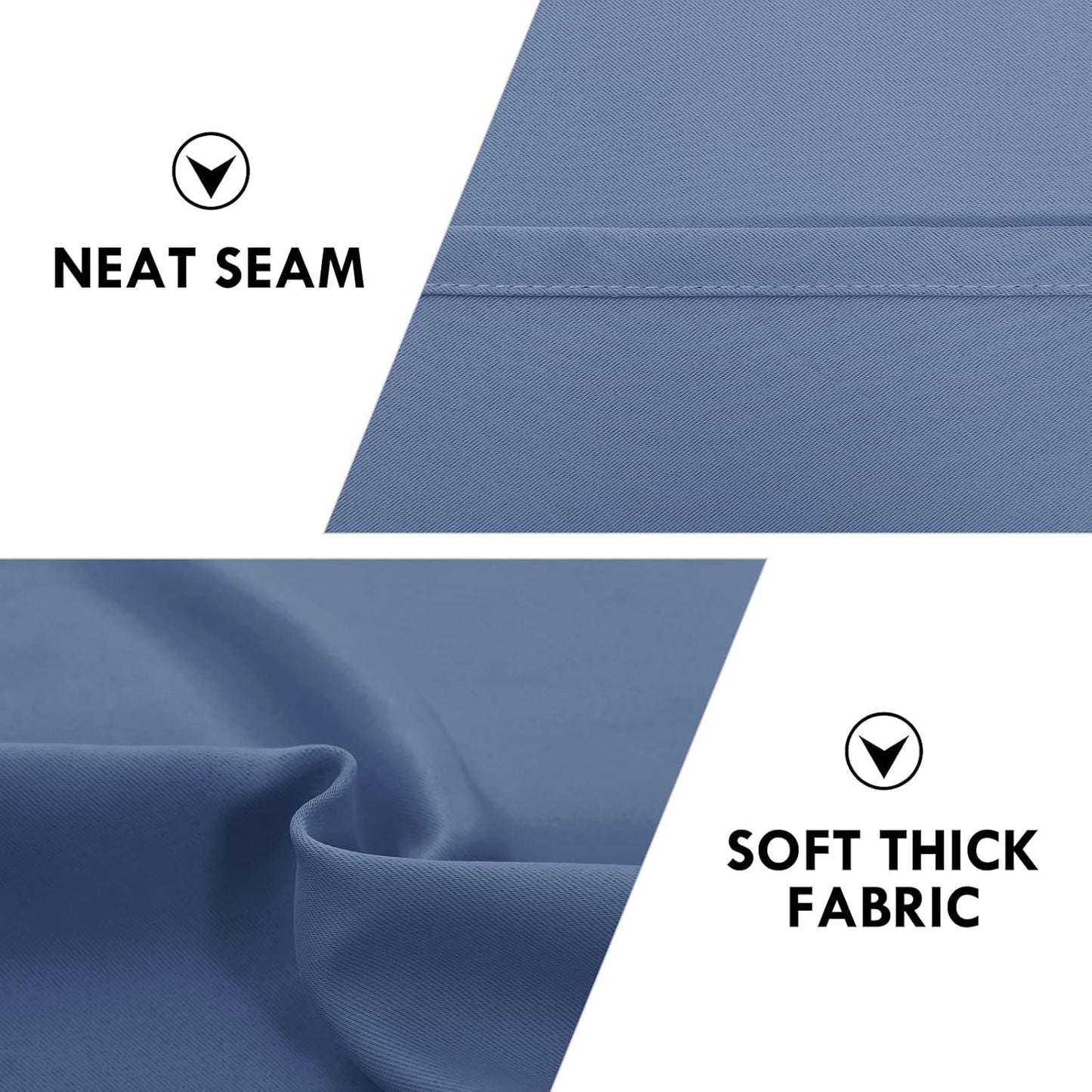 DWCN Blackout Curtains – Thermal Insulated, Energy Saving & Noise Reducing Bedroom and Living Room Curtains, Dusty Blue, W 42x L 72 Inch, Set of 2 Rod Pocket Curtain Panels