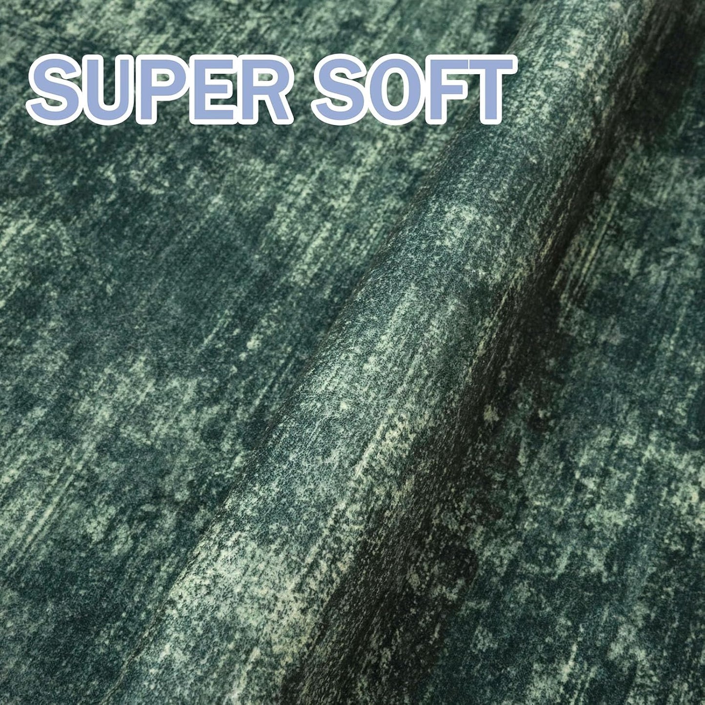 IOHOUZE Abstract Runner Rug 2x6 Ft Washable Runners for Hallways, Non Slip Kitchen Runner Printed Faux Wool Entryway Runner Indoor, Modern Abstract Floor Carpet for Hall Kitchen Bedroom, Dark Green