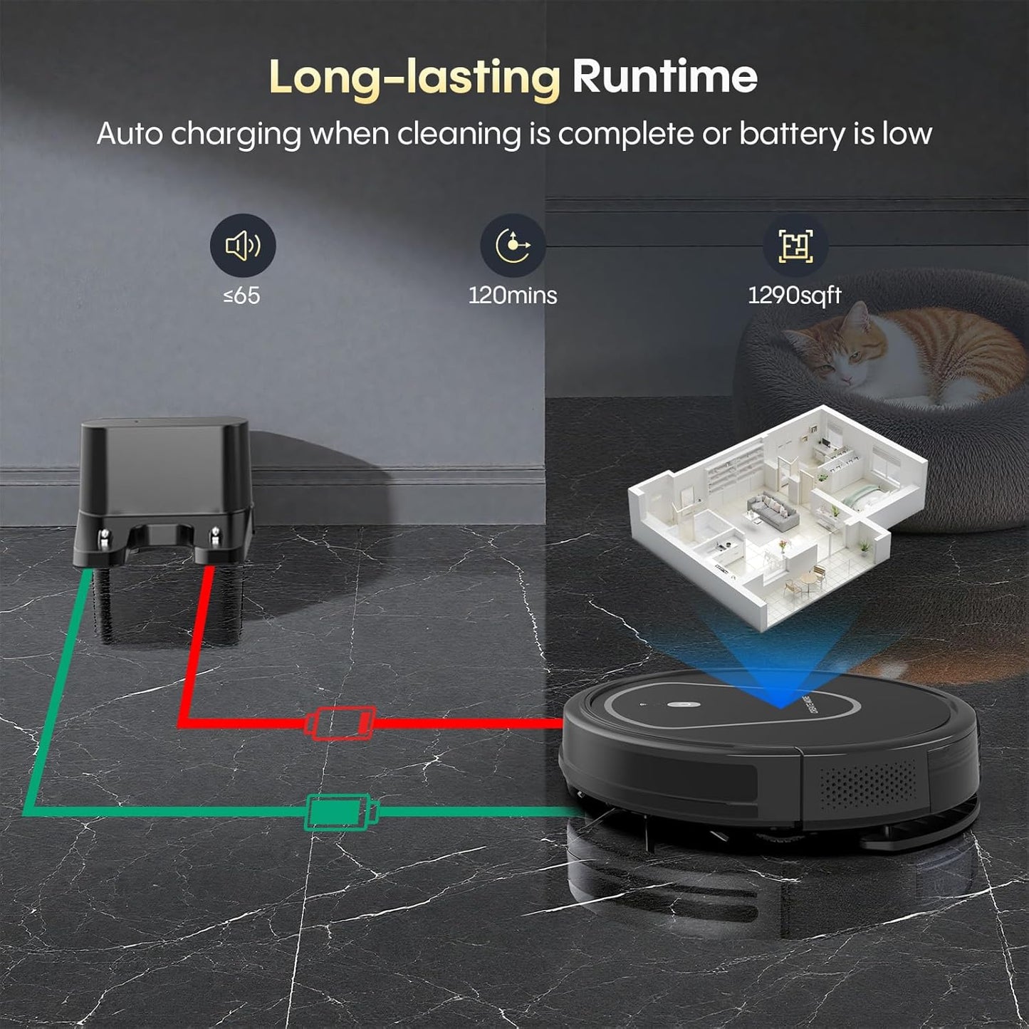 Bagotte Robot Vacuum and Mop Combo, 3 in 1 Vacuum Robot with 5000Pa Strong Suction,WiFi/App/Voice, Schedule, Self-Charging, Slim, Ideal for Hard Floor, Pet Hair, Carpet