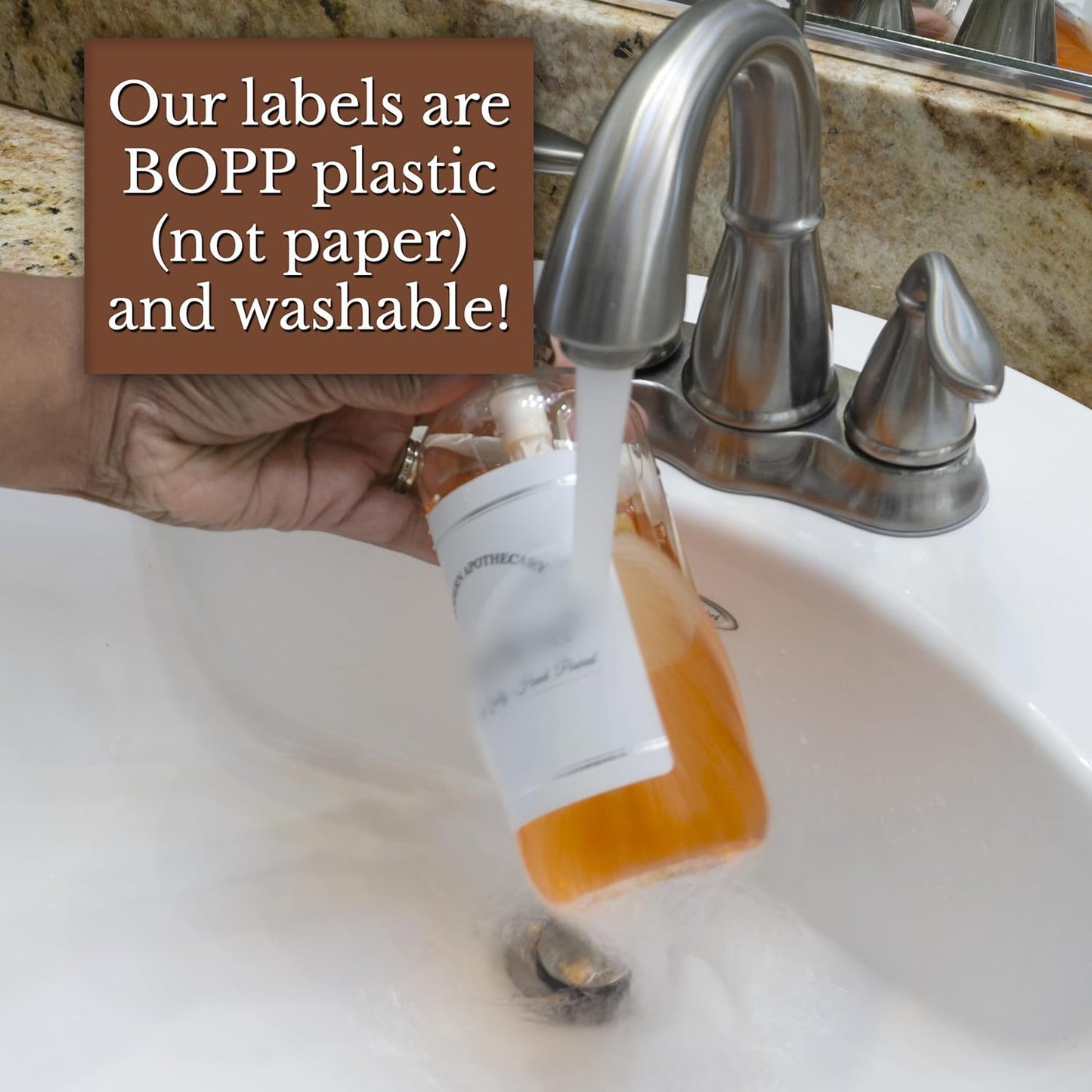 Clear Refillable Shampoo, Conditioner, and Body Wash Bottles - PET Plastic Shampoo Bottles Refillable with Oil Rubbed Bronze Pump - Waterproof Labels - 16 oz, 3 Pack