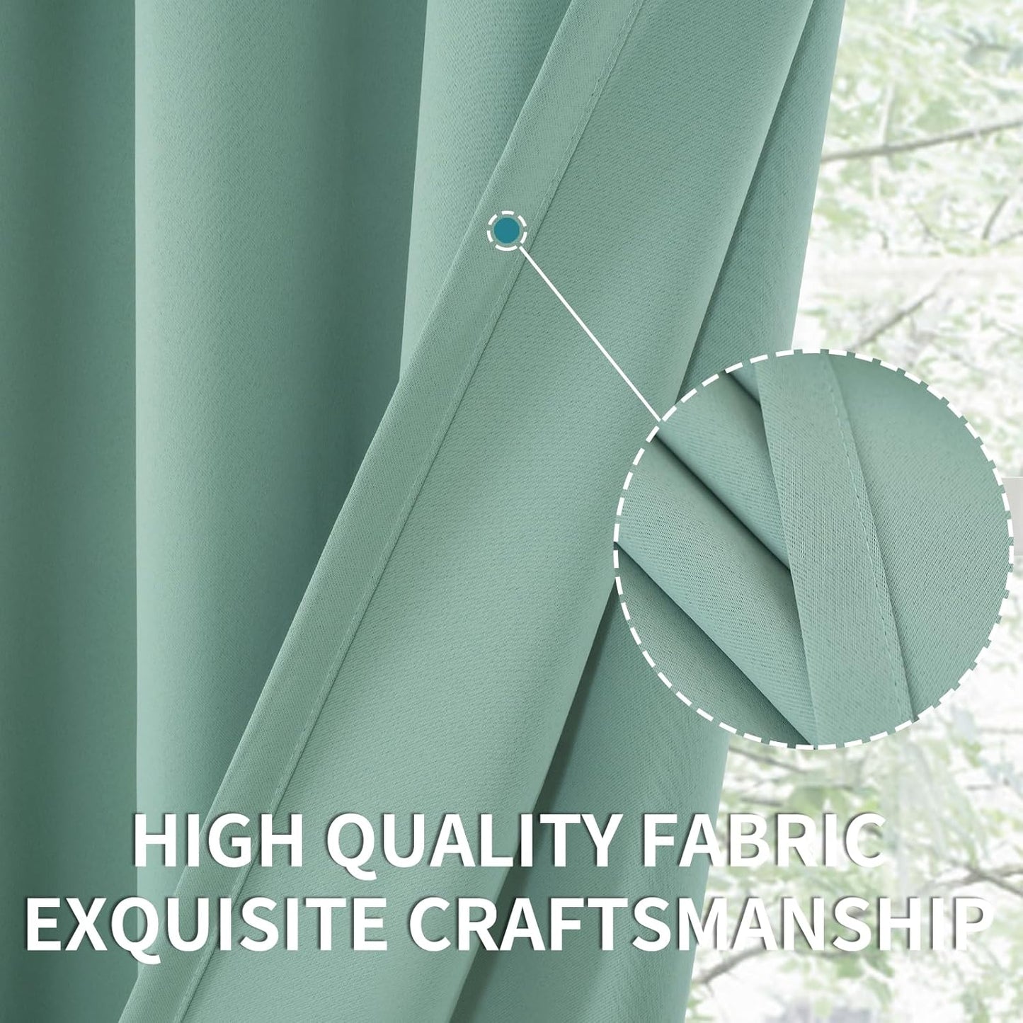 BGment Light Sage Blackout Curtains 84 Inches Long for Living Room - Rod Pocket Thermal Insulated Room Darkening Drapes for Bedroom Dining Privacy, 42 x 84 Inch, 2 Panels