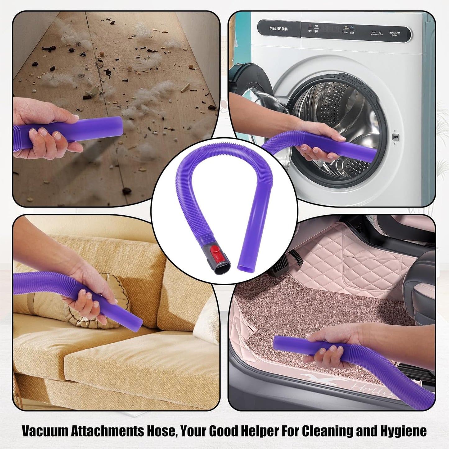 Vacuum Crevice Cleaning Attachment Set, 34" Bendable Hose, Fits Dyson V7 V8 V10 V11 V15 GEN5, Dryer Vent Lint Remover, Car Detailing, Home Gap Cleaning