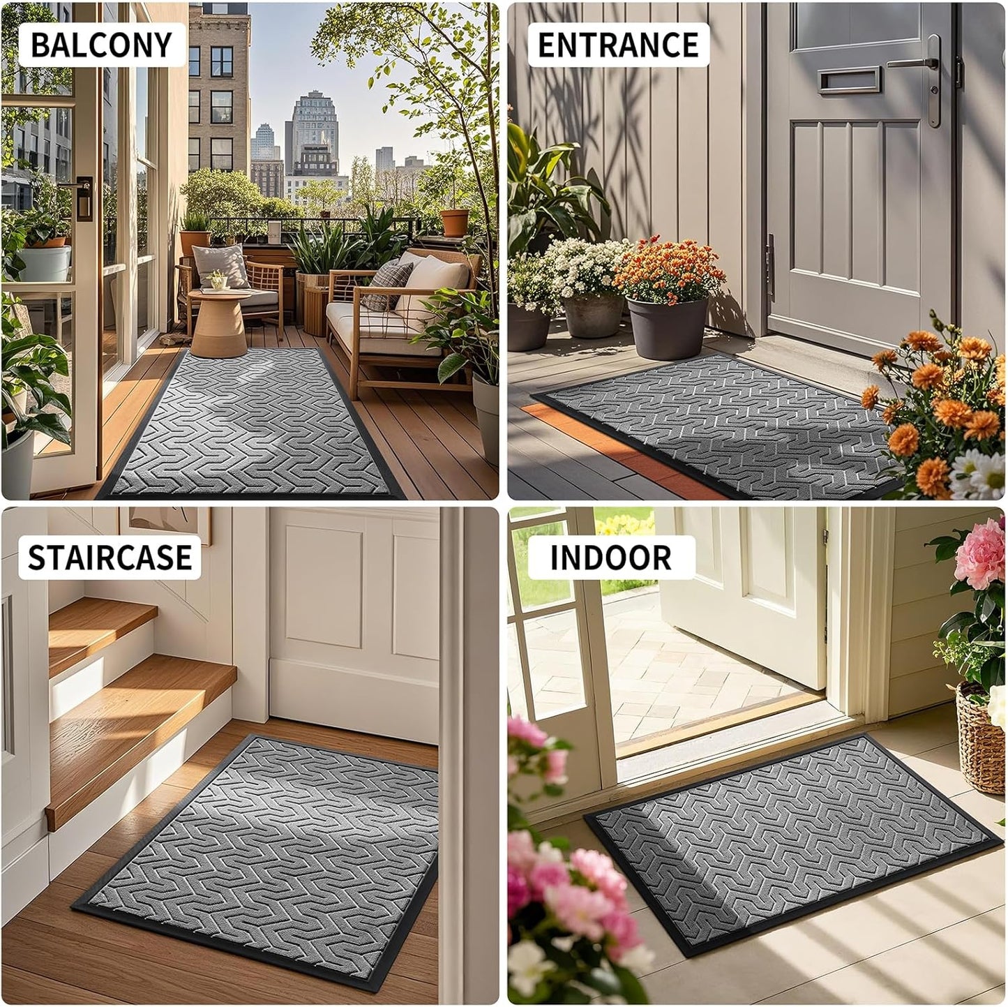 Yimobra Front Door Mat Outside Entrance 29.5x17, Waterproof Heavy Duty Outdoor Mats for Front Door, Non Slip Rubber Entry Mat for Garage Patio, Grey