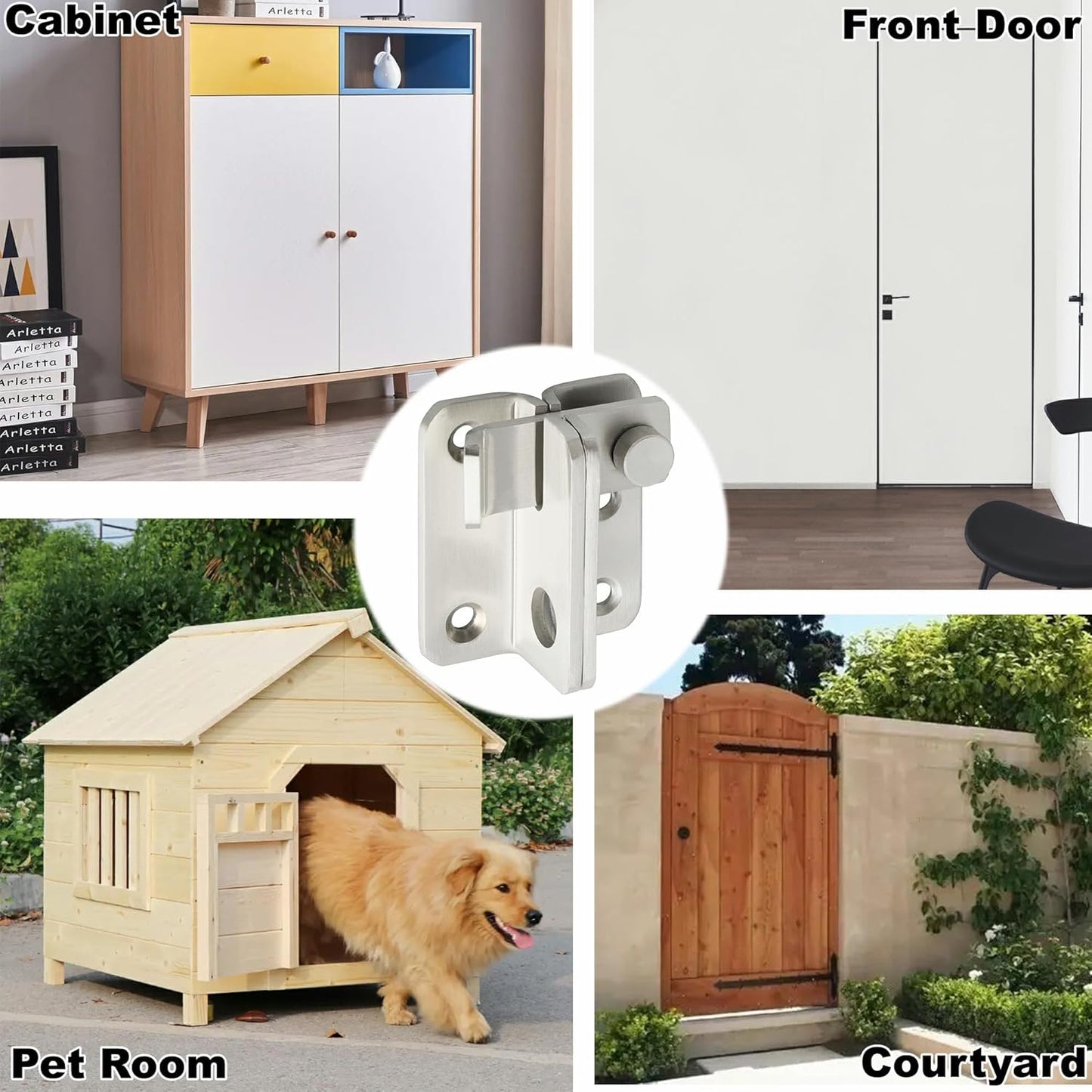 Alise Flip Latch,Gate Latches Safety Door Lock Catch for Barn Cabinet Pet Cage Wood Fence Bathroom Garage Window,SUS304 Stainless Steel Gate Hardware Locks,Brushed Nickel MS3006R-304-LS