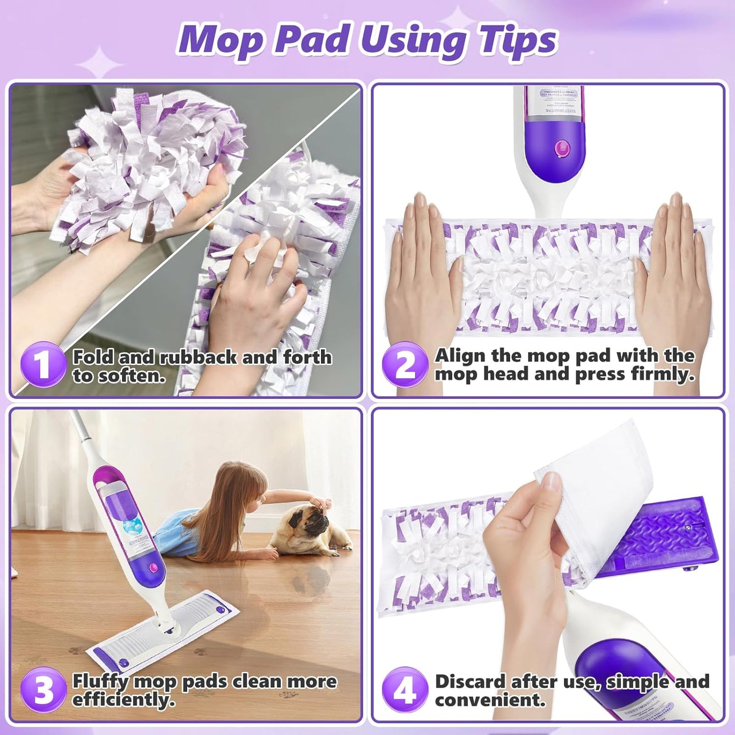 Mop Pads Refills for Swiffer Power Mop: 30 Pcs Wet Dry Disposable Pad for Multi-Surface Floor Cleaning - Mopping Replacement for Tile Hardwood - Sweeping Cloths for Home Kichen