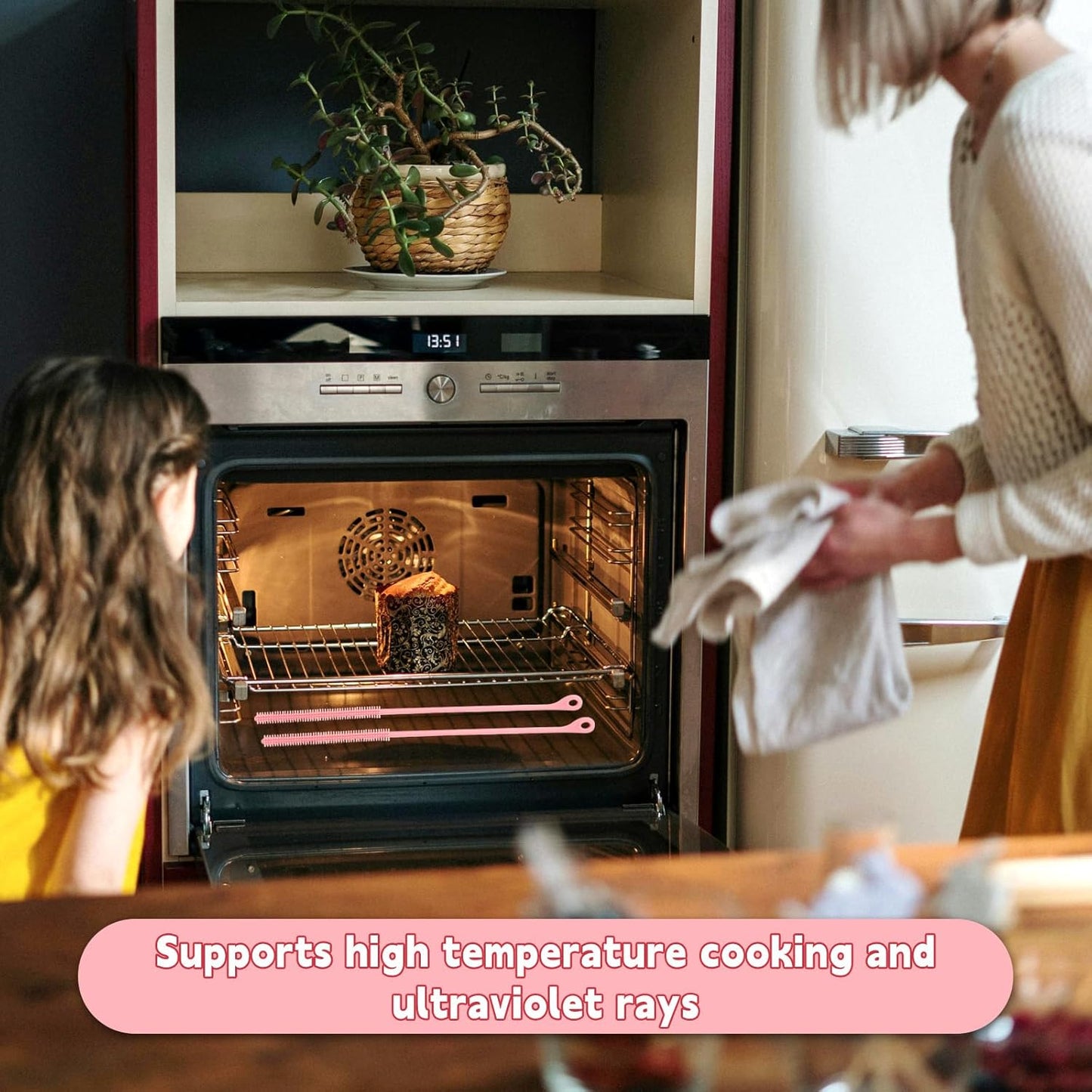 2pcs Silicone Straw Cleaner Brush, 9.5in Extra Long Reusable Straw Brush for Stanley, Metal, Glass Straws, Bendable Travel Drinking Bottle Lid Cleaning Tool for Crevice Pipe Tube (Pink)