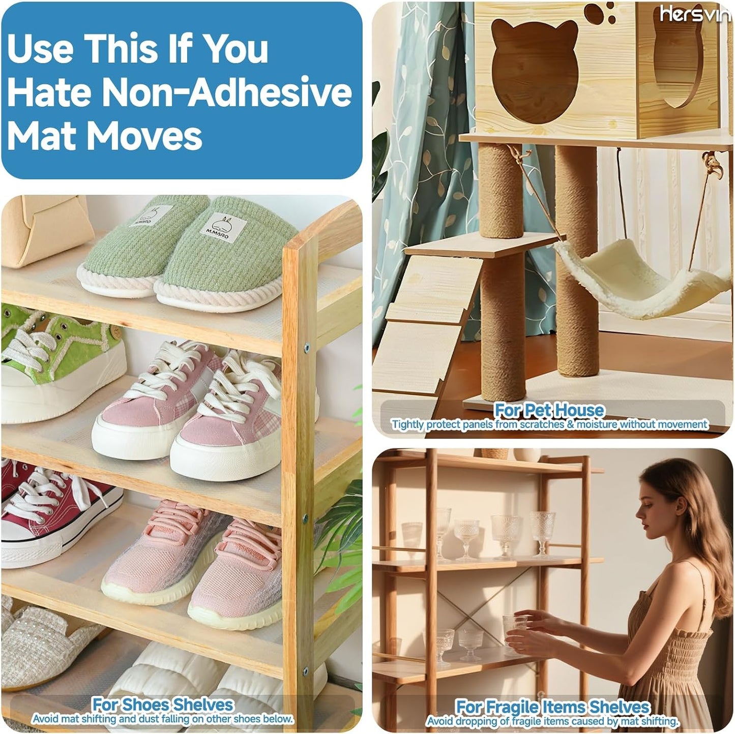 Shelf Liners 10 in x 20 ft Self-Adhesive EVA Drawer Mats, Cupboard Protector, Kitchen Cabinet Lining Fridge Liner (Clear Flat Dot, 25.4x610cm)