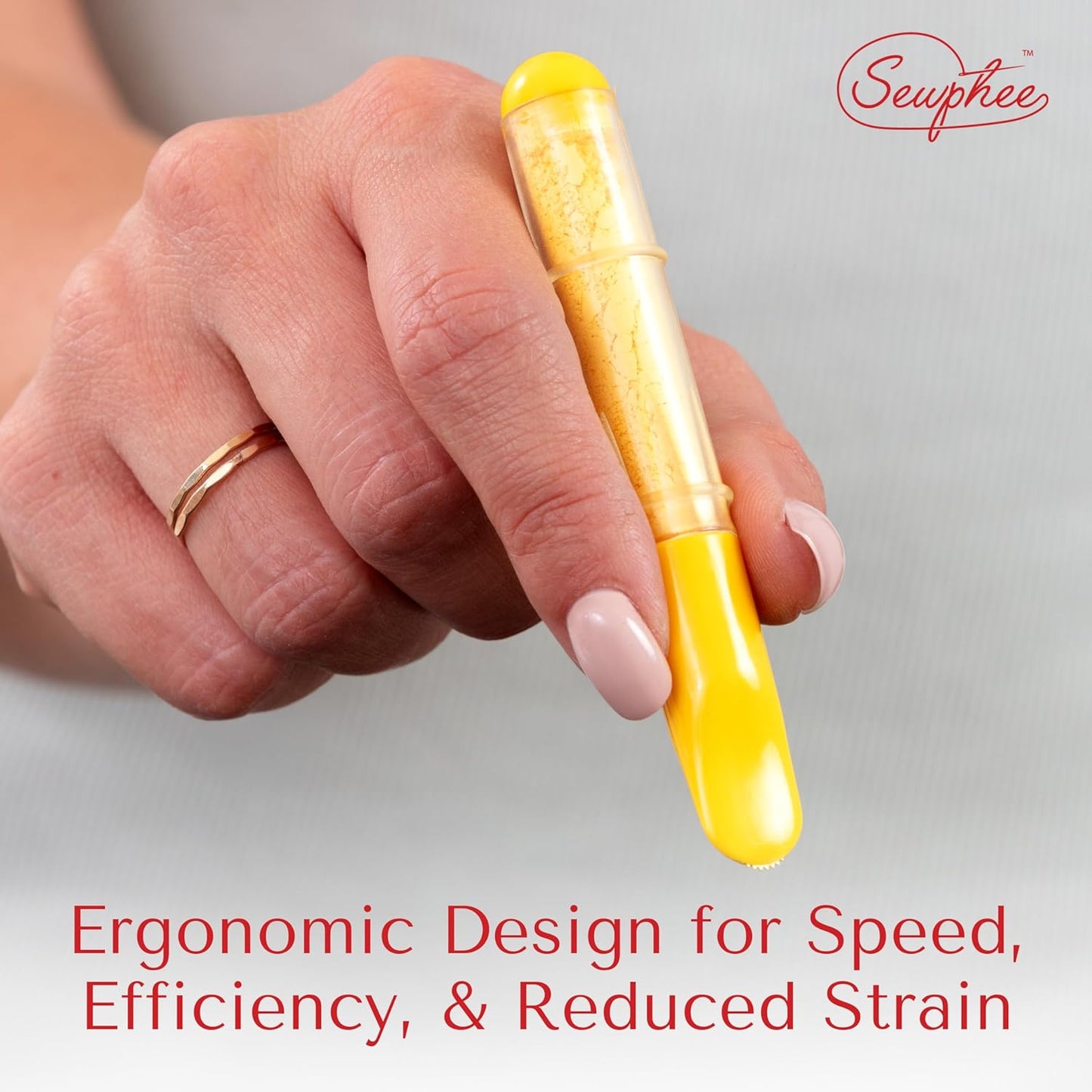 Fabric Markers for Sewing – Ergonomic Tailors Chalk Pen with Improved Dosing Wheel for Sharp Lines - Washable Sewing Chalk Marking Pens that are Compatible with Most Fabrics - Yellow 1 Pack