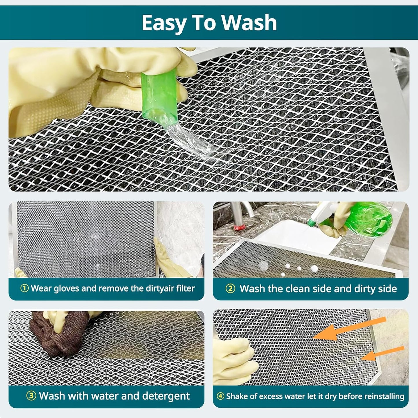 Torjim 14x14x1 MERV8 Washable & Reusable Electrostatic Air Filter - AC/HVAC Furnace Filter, Permanent, Easy Install