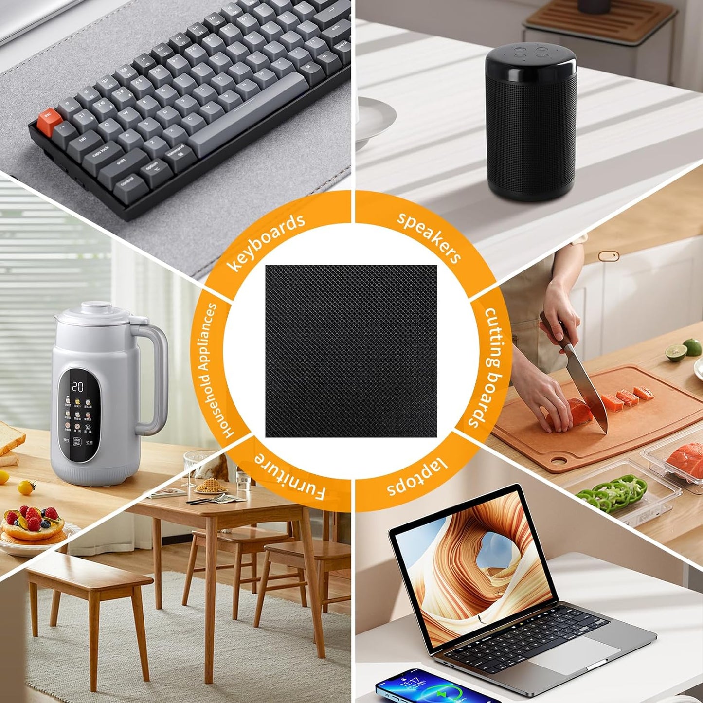 CHUNZEXI Non Slip Furniture Pads 4 PCS 6" x 4", Heavy Duty Rubber Grippers for Furniture Legs, Anti Skid & Scratch Resistant, Prevent Sliding on Hardwood Floors