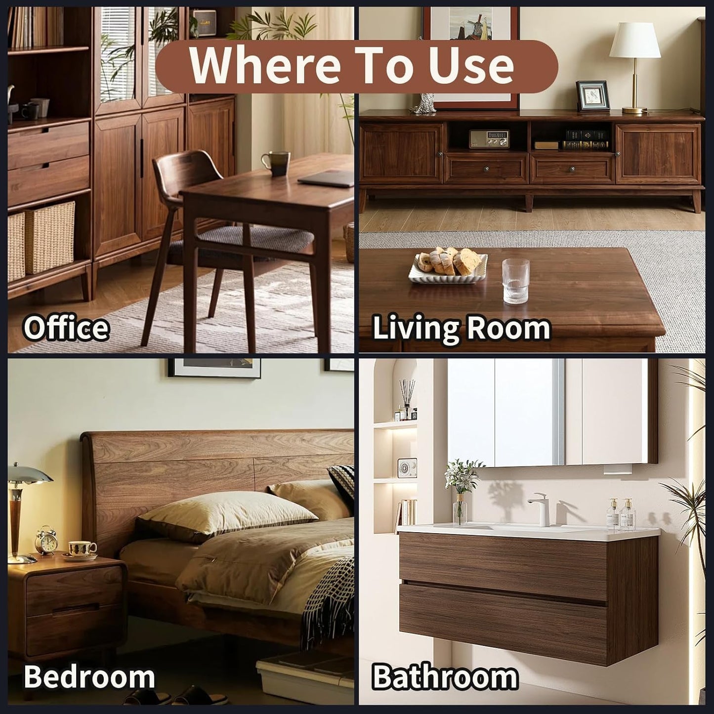 Wood Repair Kit, 13Pcs Wood Fillers, Furniture Repair Kit Scratch Cover for Wood Cracks, Stains, Discoloration for Furniture, Table, Door, Cabinet, Floor Wood Touch Up Wood Stain Paint, Dark Walnut