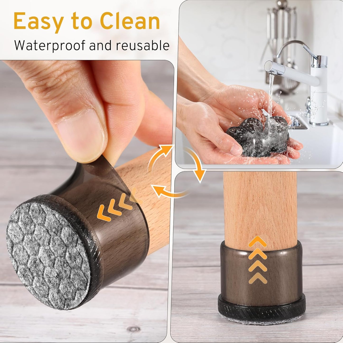 24PCS Round Chair Leg Floor Protectors, Furniture Sliders, Chair Leg Protectors for Hardwood Floors, Non-Slip Felt Furniture Pads, Silicone Cap Covers to Protect Floors, (Fit 1.1" - 1.5")