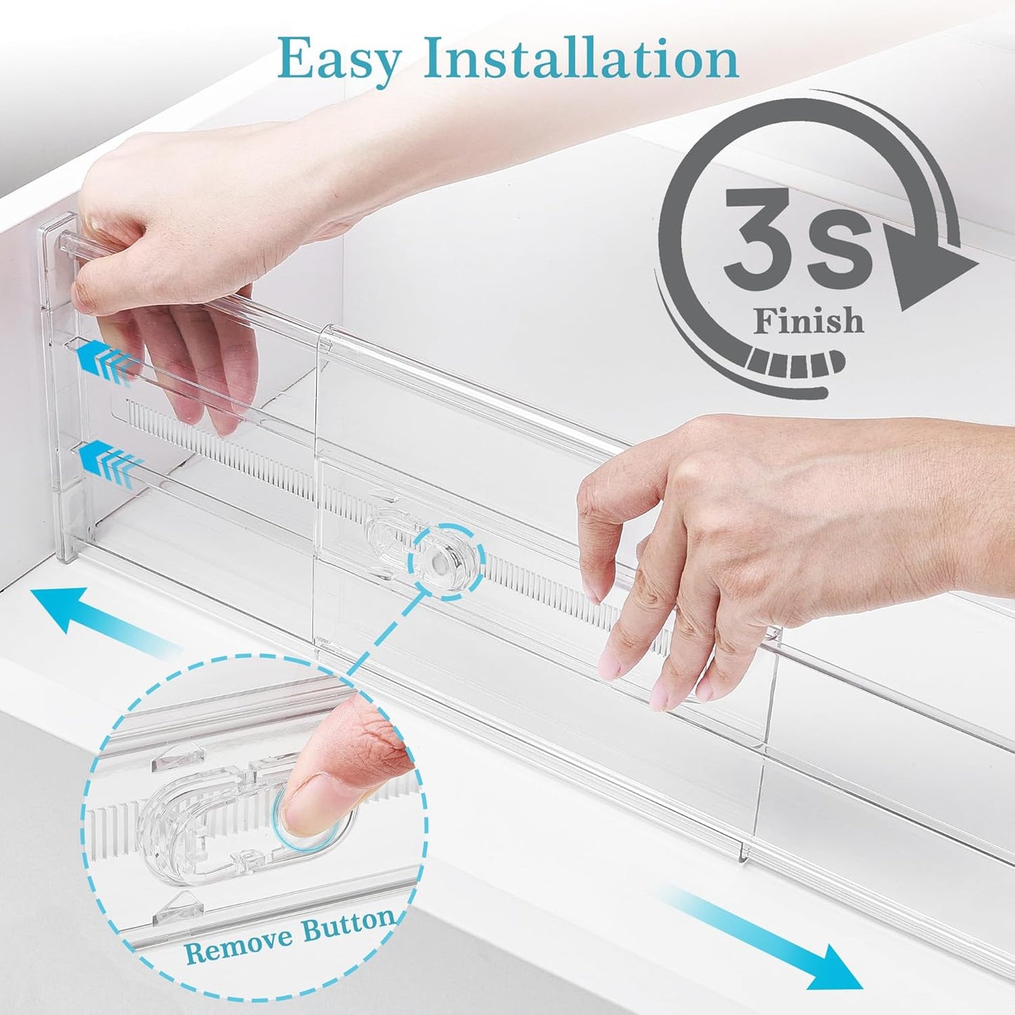 Vtopmart 10 Pack 6" Tall Upgrade Drawer Dividers for Big and Deep Drawer, 12.8"-22.3" Adjustable Expandable Dresser Drawer Organizer, Clear Plastic Separators for Dresser, Baby Supplies, Kitchenware