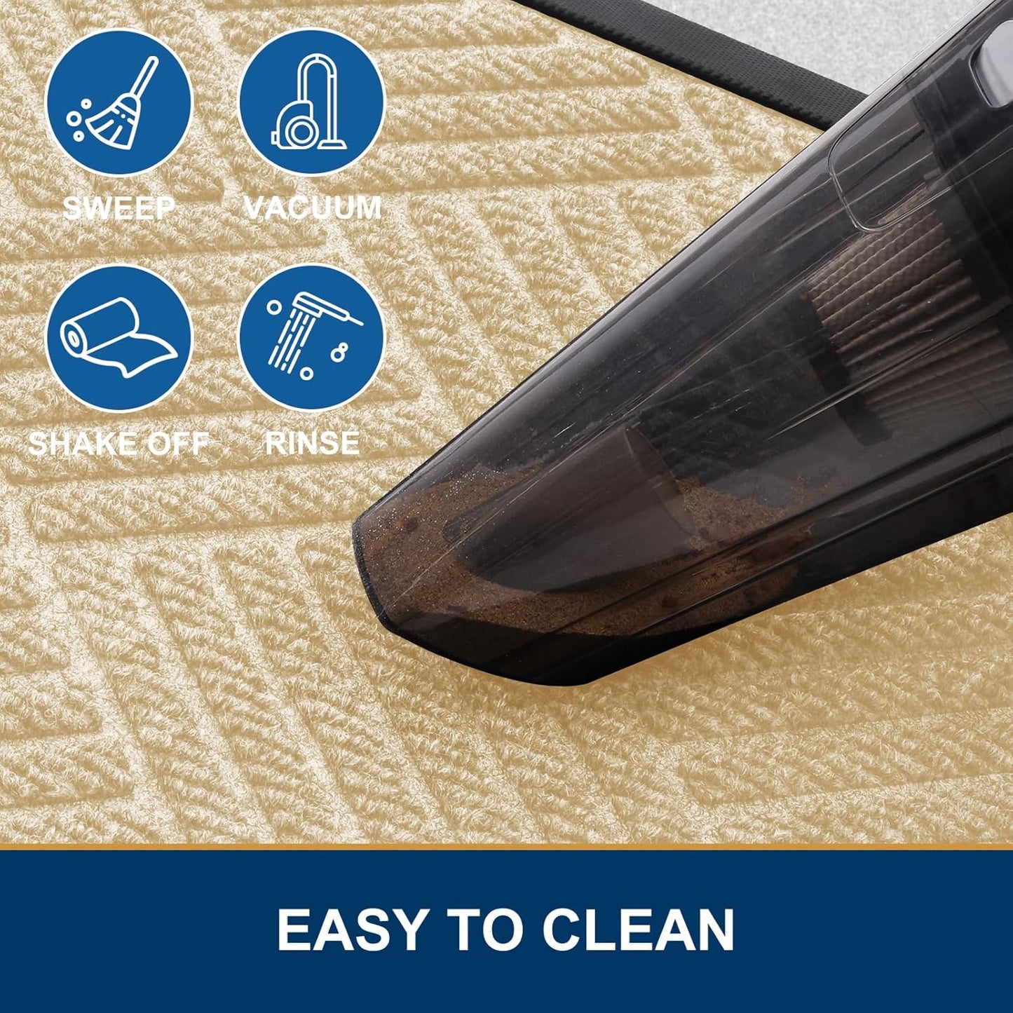 Smiry Front Door Mat Outside Entrance, Heavy Duty Outdoor Indoor Natural Rubber Doormat, Non Slip, Trap Dirt and Moisture, Easy Clean, Low Profile Patio Porch Entryway Mat, 71x47, Beige