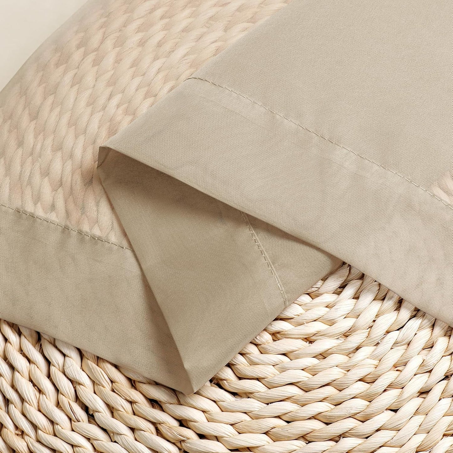 Chyhomenyc Taupe Sheer Curtains 54 Inch Long 2 Panels, Light Filtering Rod Pocket Voile Short Curtains Drapes for Living Room Bedroom Small Windows, 42Wx45L Inches