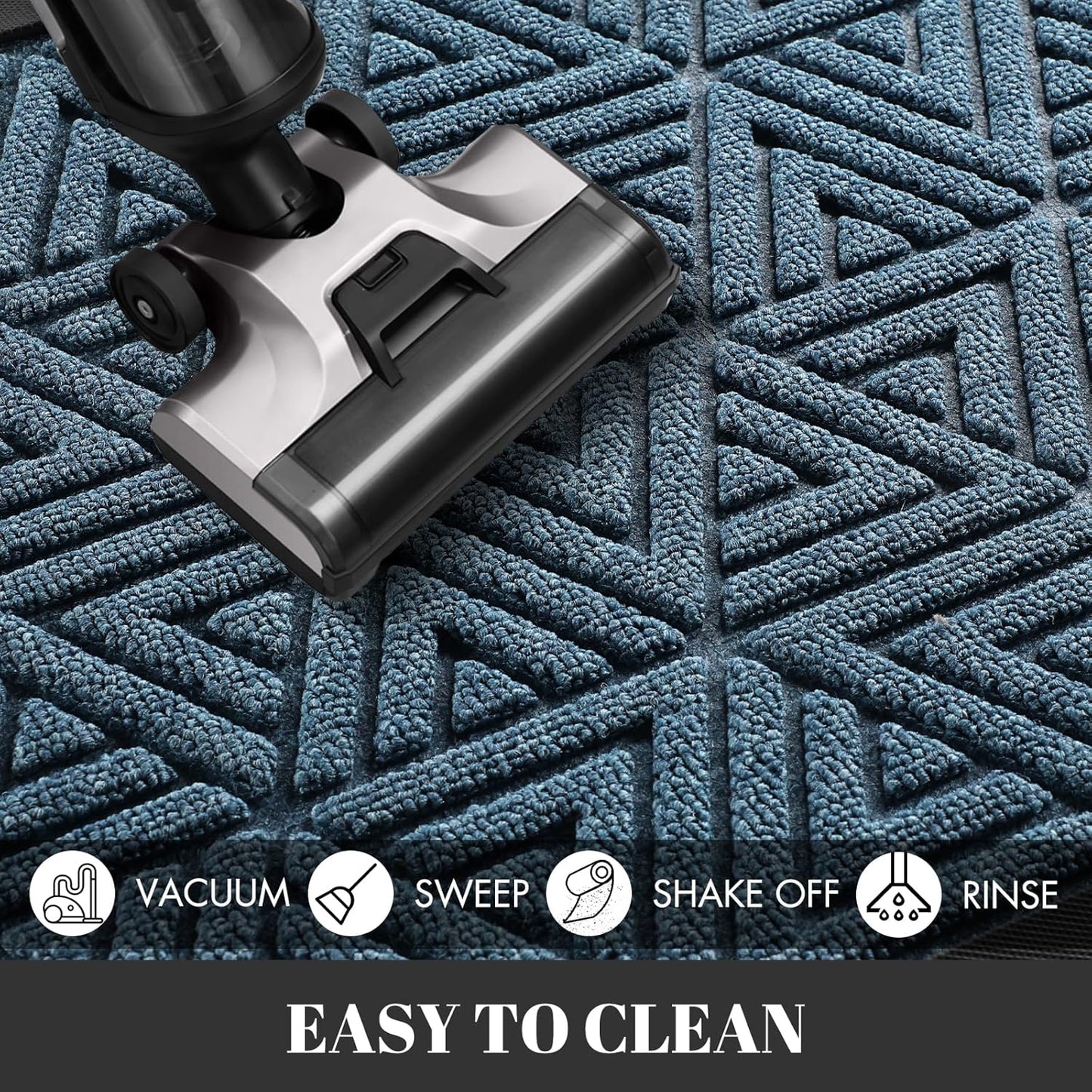 Yimobra Large Door Mat 36x24, All-Weather Waterproof Non-Slip Welcome Matt Outdoor, Heavy Duty Non Slip Doormat for Entryway for Patio and Garage Indoor, Easy Clean, Mix Blue