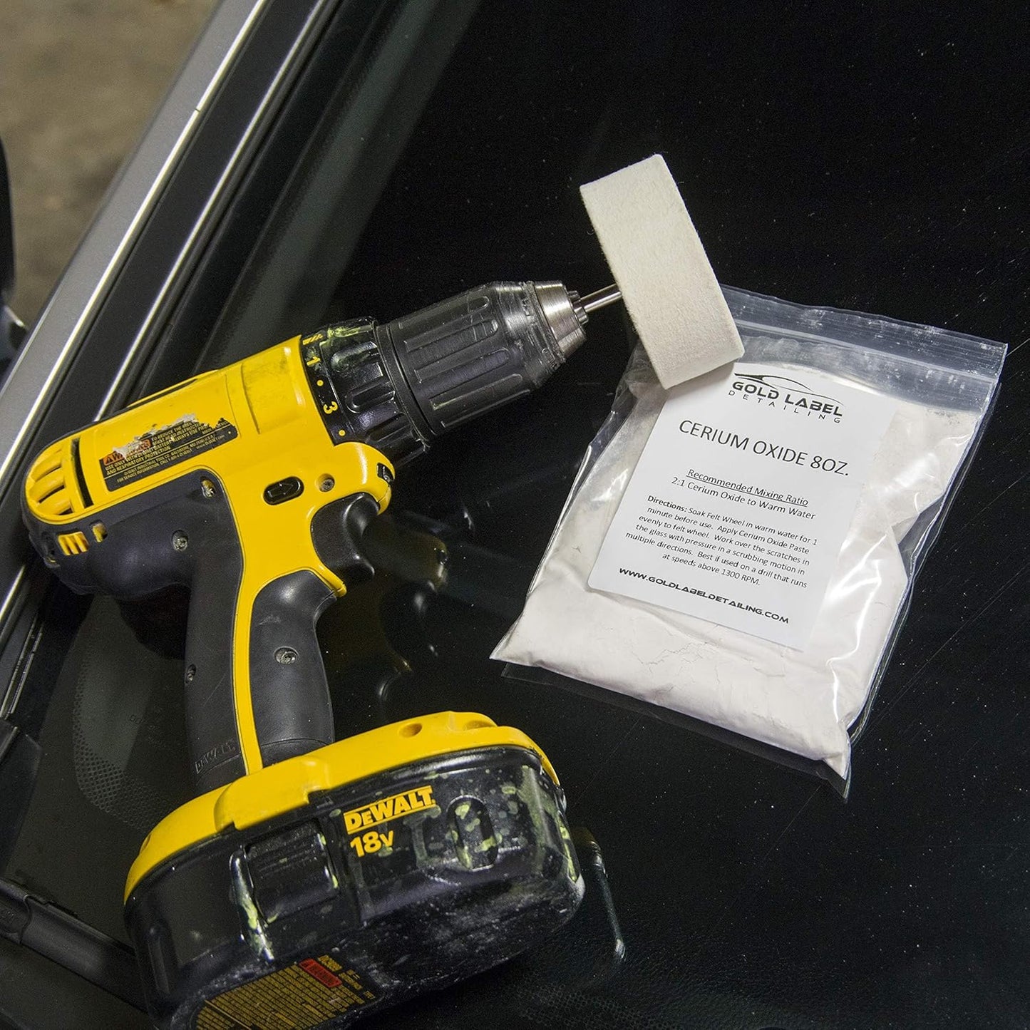 Optical Grade Cerium Oxide 8oz Glass Repair Powder | Glass Window and Windshield Repair