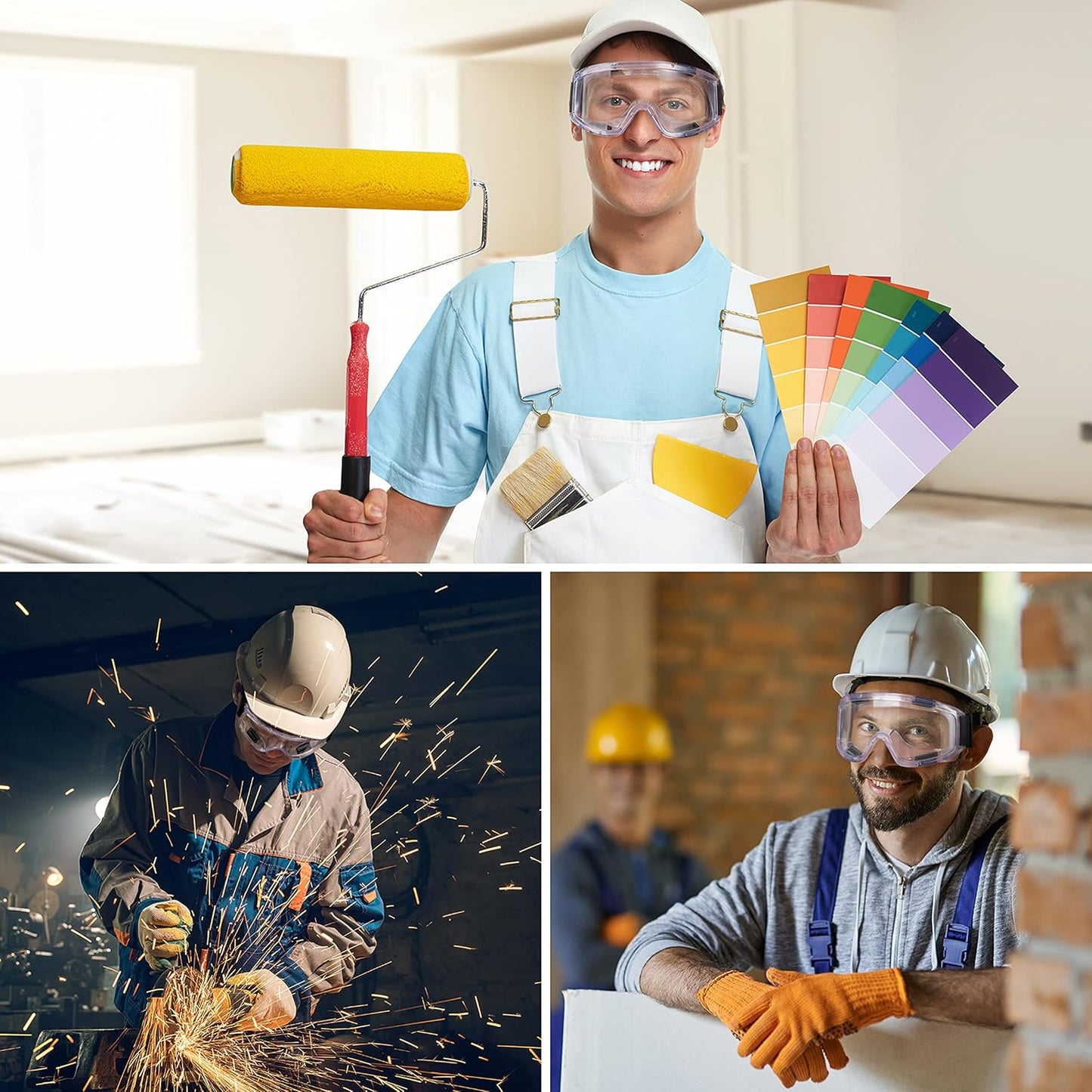 AirGearPro Vision-1000 Anti-Fog Safety Goggles | Impact Resistant Protective Goggles | ANSI Z87.1 Work Goggles for Painting, Sanding, Dust, Woodworking, Construction, Chemistry, Laboratory (2 Pack)