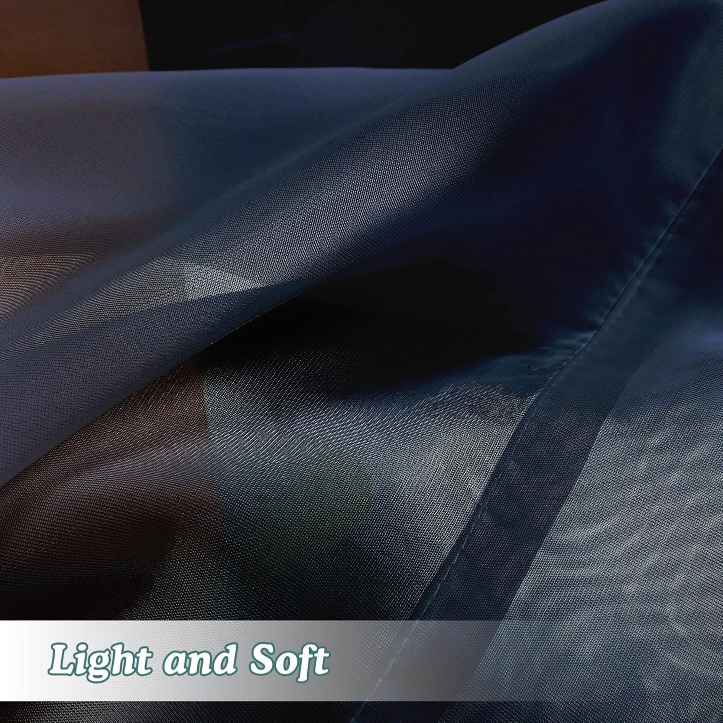 Chyhomenyc Sheer Curtains 63 Inch Length Set of 2, Rod Pocket Voile Drapes for Living Room, Bedroom, Window Treatments Semi Sheer Curtain Panels for Yard, Patio, Villa, Parlor, 42Wx 63L, Navy Blue