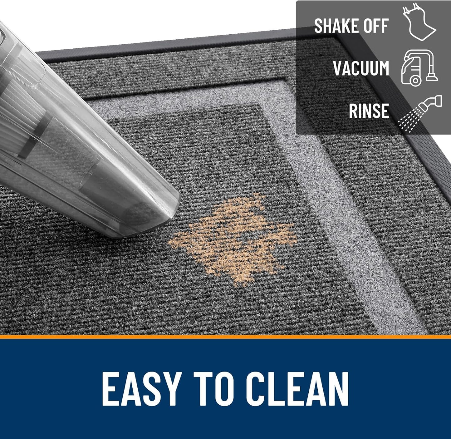 OLANLY Front Door Mat Indoor Outdoor Entrance, Waterproof All-Season, All-Weather Doormat, Sturdy Natural Rubber, Fade Resistant, Low Profile, Easy Clean Patio Porch Entryway Mat, 71x23, Dark Grey