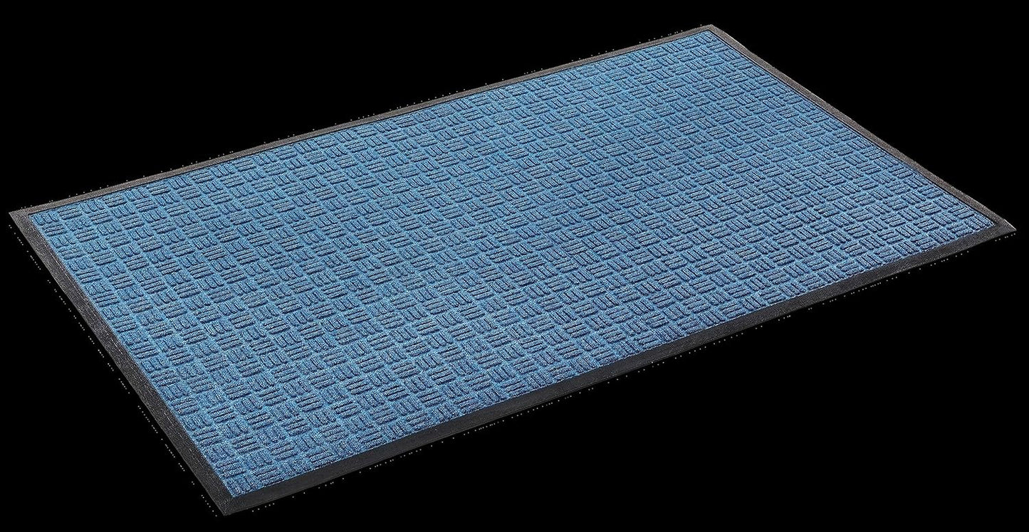 Kempf Water Retainer Entrance Mat, Indoor Outdoor Rubber Rug, Moisture Trapping, Absorbent Mat (4' x 6', Blue)