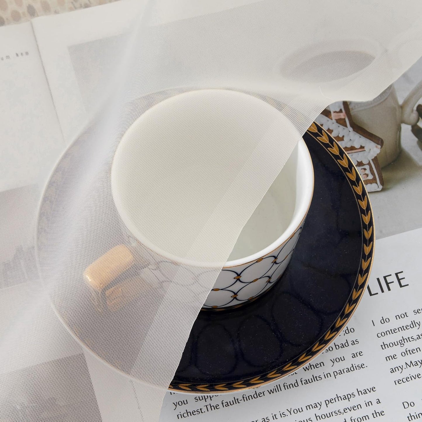 Chyhomenyc Sheer Ivory Curtains 90 inches Long 2 Panels, Light Filtering Soft Airy Solid Elegant Voile Window Treatment Drapes for Bedroom Living Room Wedding Party Decor, 42 Wx90 L Inches