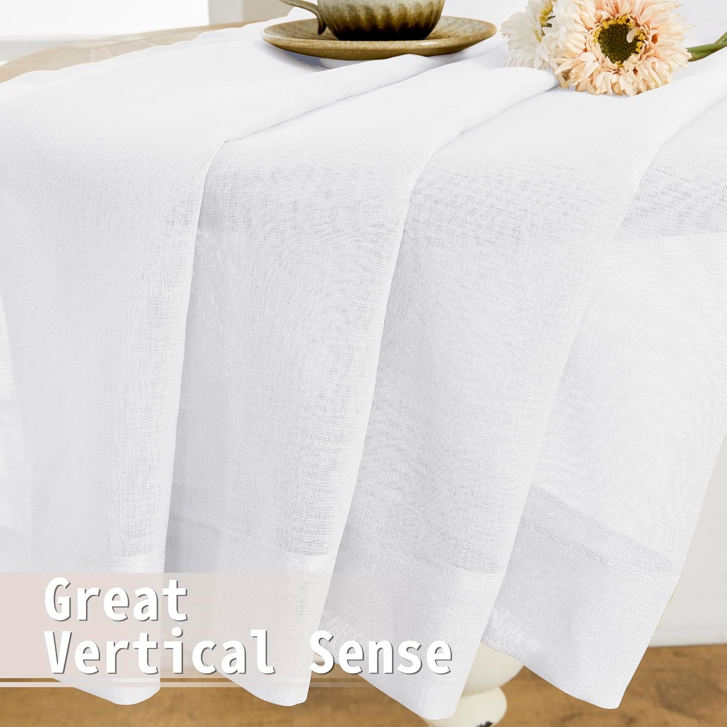 Tollpiz Sheer Door Curtains Closet Linen Textured Curtains Sheer Doorway Light Filtering Voile Rod French Door Pocket Curtain Patio Glass Door, 25 x 72 inches Long, White, Set of 1 Panel