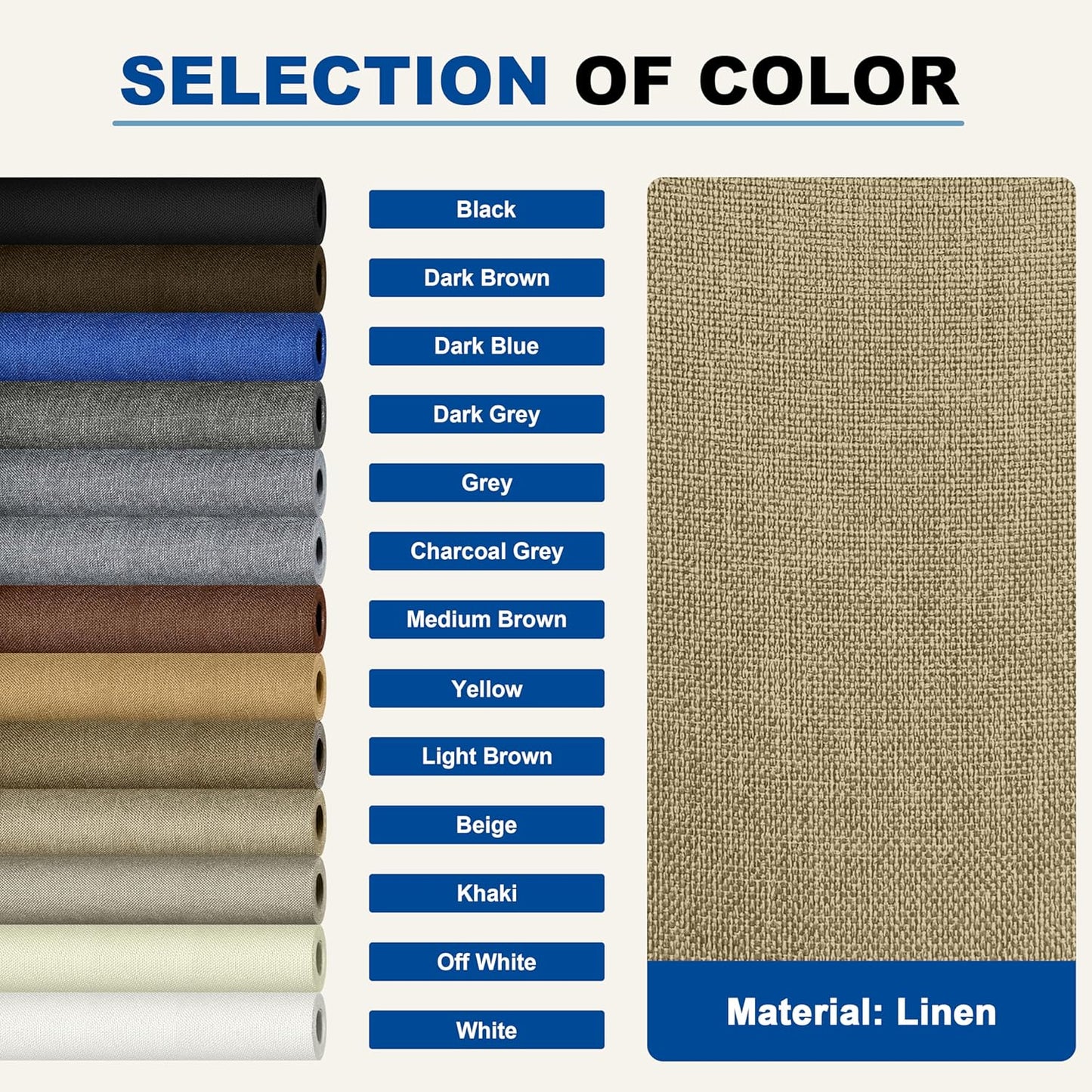 KING MOUNTAIN Linen Repair Patches, Self-Adhesive Fabric Patches, 4 X 63 inch Extra Size, Multi Color, Can be Used for Sofa Repair and Linen Clothes Repair (Flaxen)